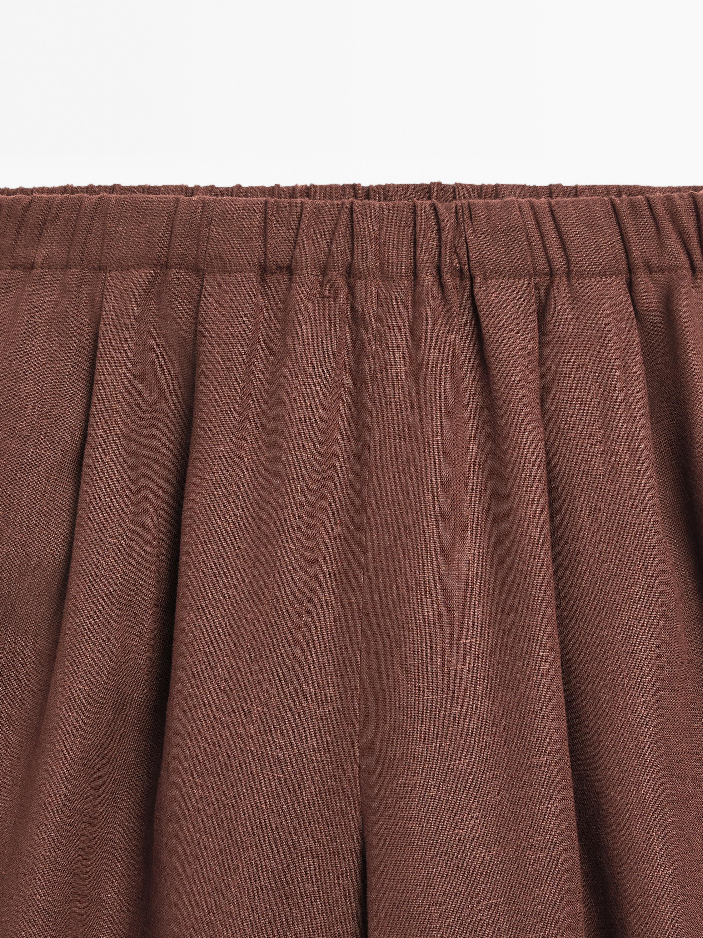 Flowing 100% linen wide-leg trousers
