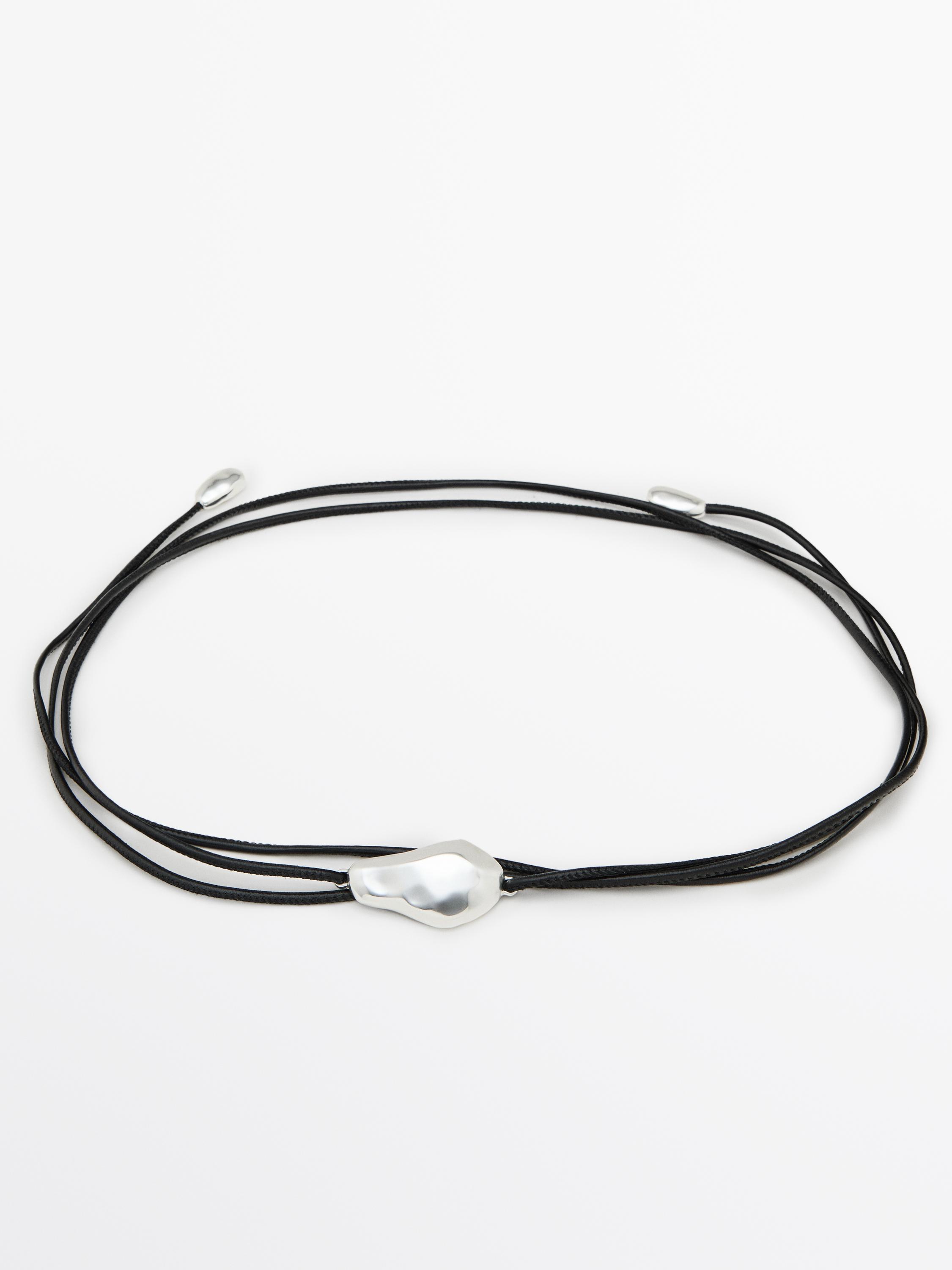 Massimo Dutti メタルパーツ レザーコードベルト シルバー Belt with metal appliqués · Silver · Belts | Massimo Dutti
