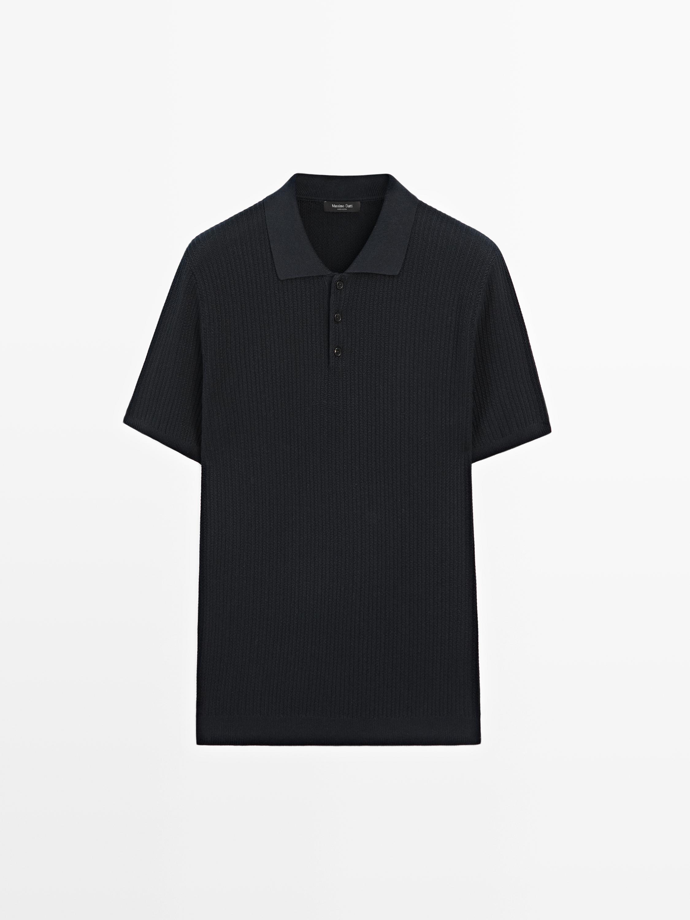 Pull polo en maille texturée 100 % coton