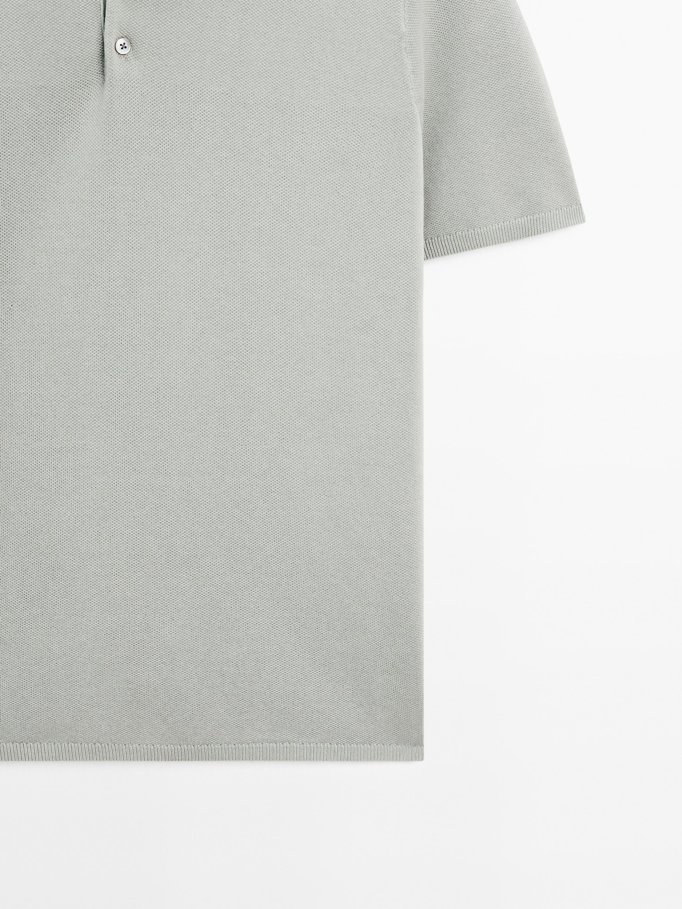 100% cotton textured knit polo shirt