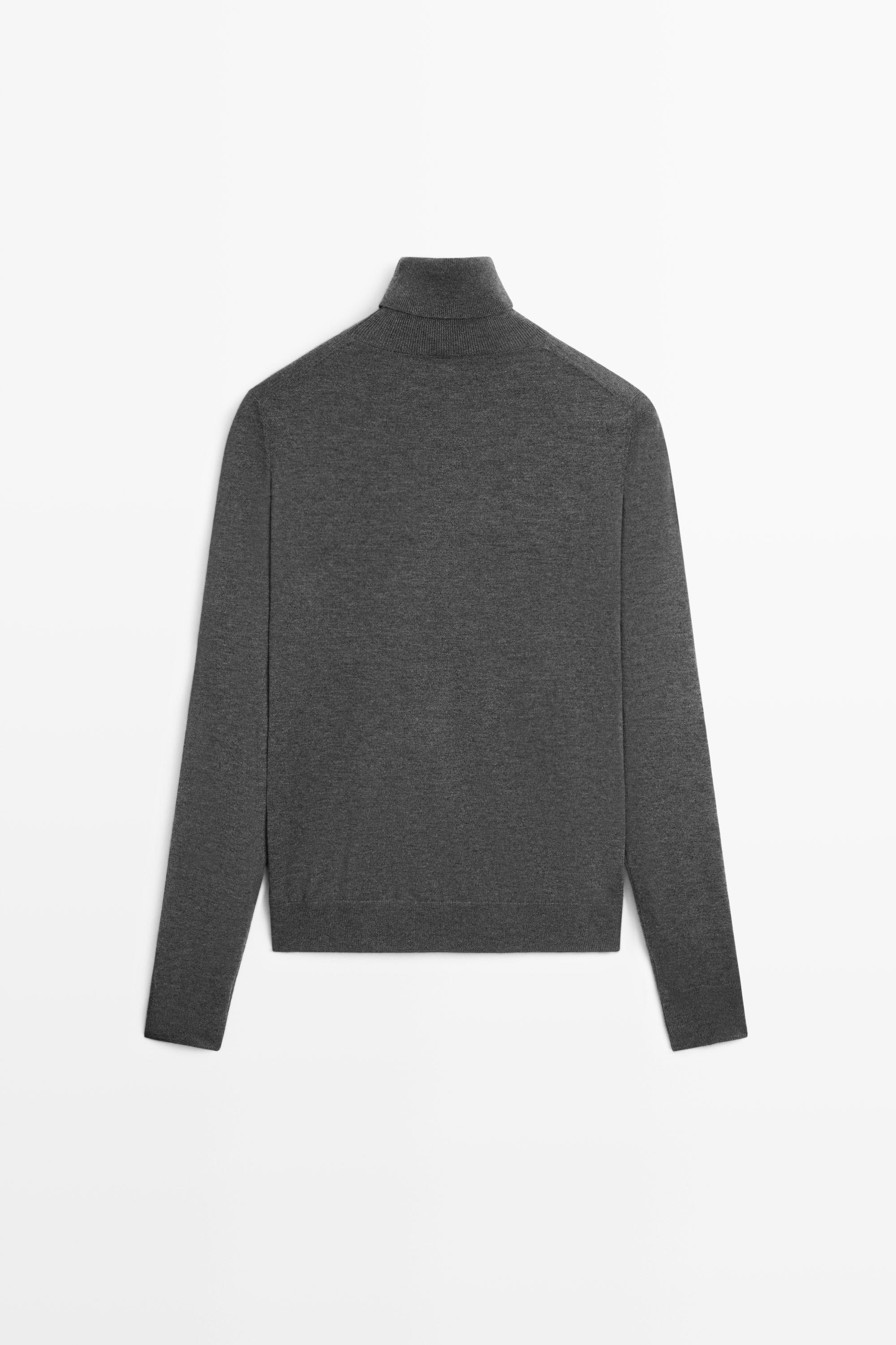 Wool-blend turtleneck knit sweater — GREY