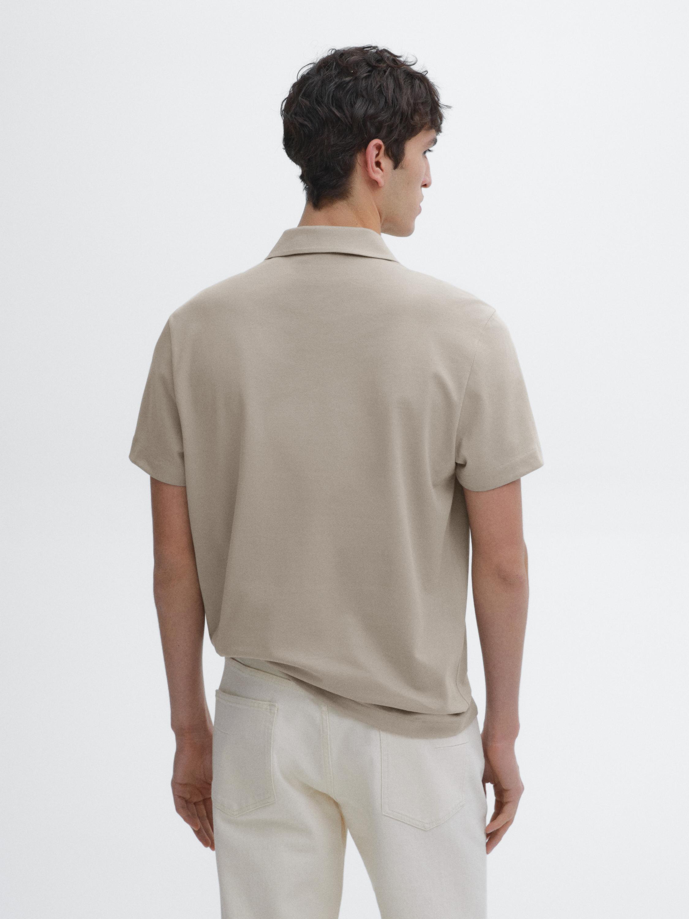 Cotton blend short sleeve polo shirt