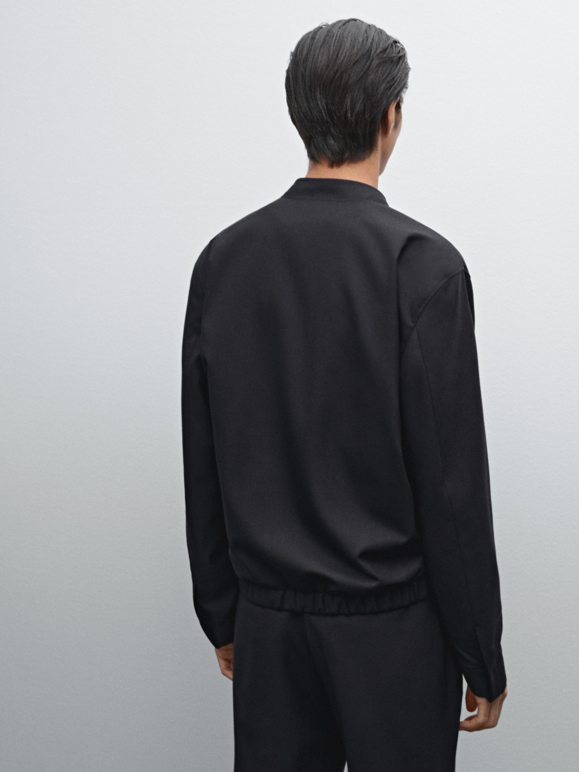 Twill wool blend bomber jacket