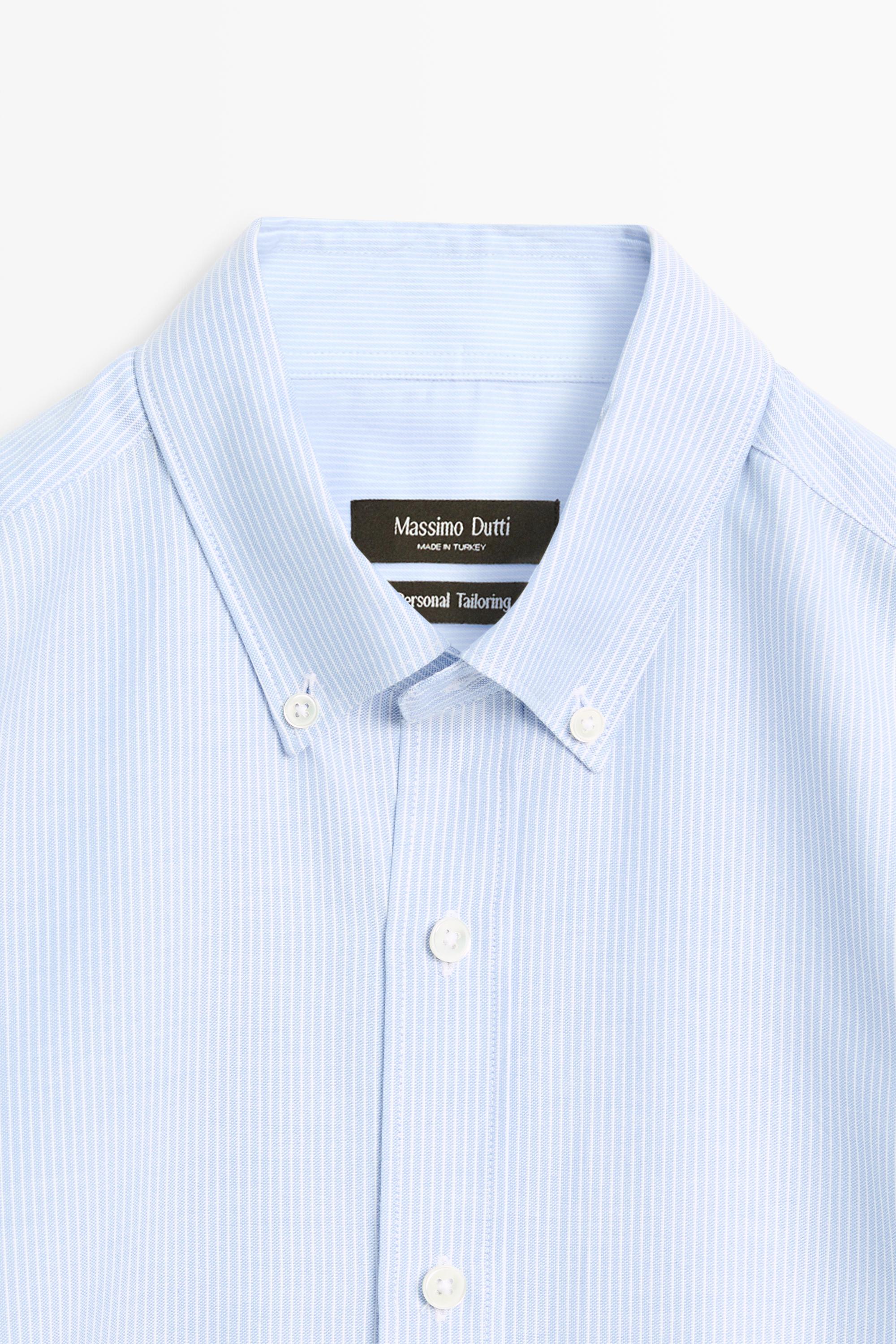 100% cotton regular fit striped shirt — DEEP BLUE