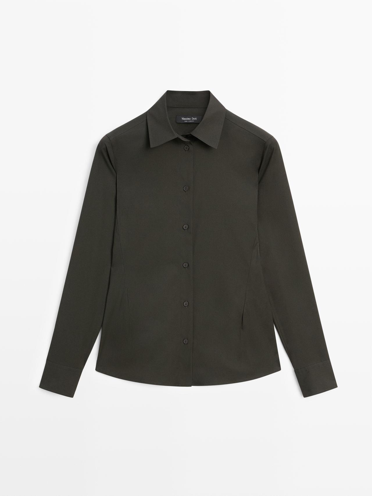 Massimo Dutti - Dames - Stretch Overhemd Van Katoenmix - Groen - 38