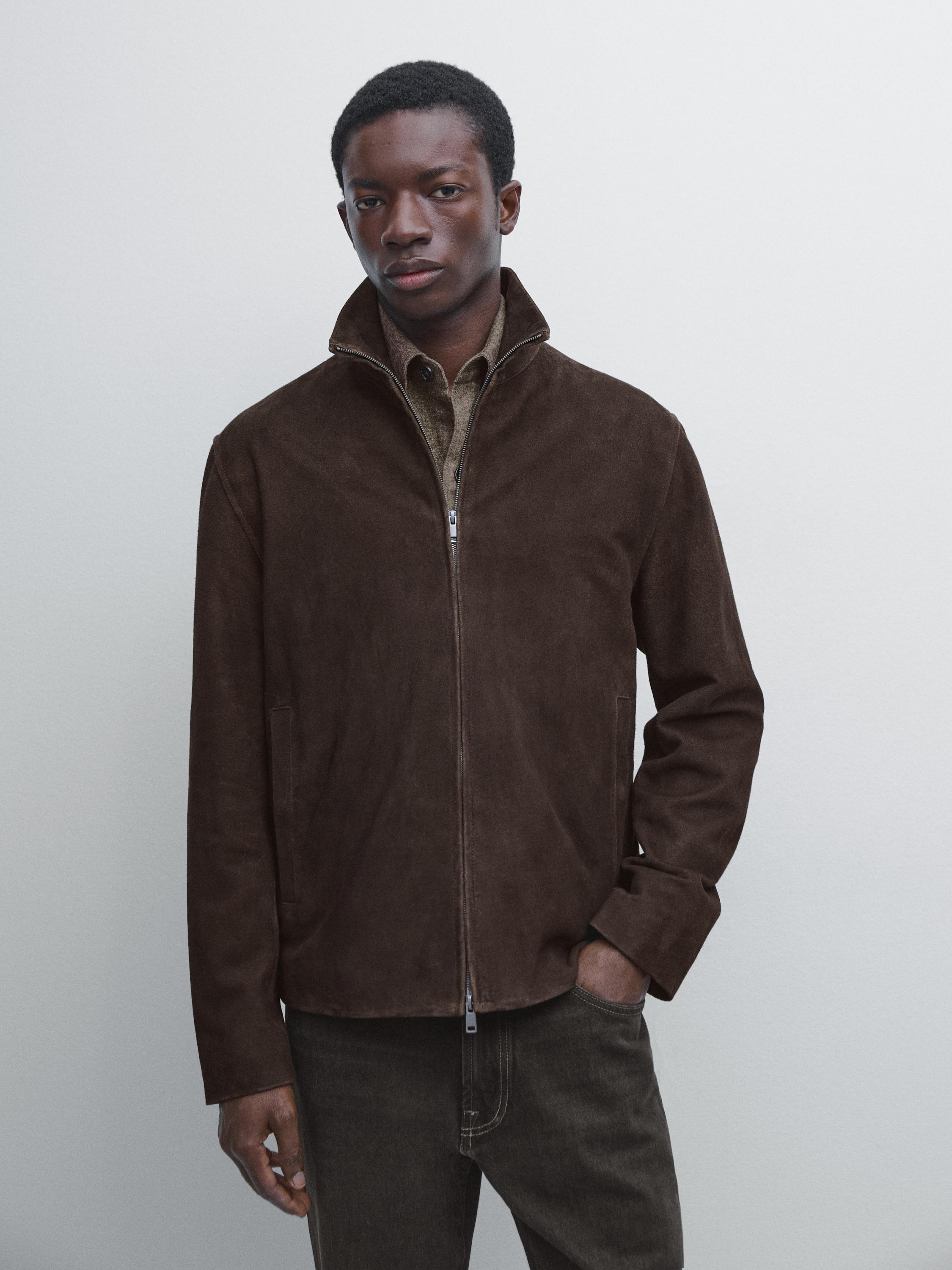 Blouson en cuir effet daim