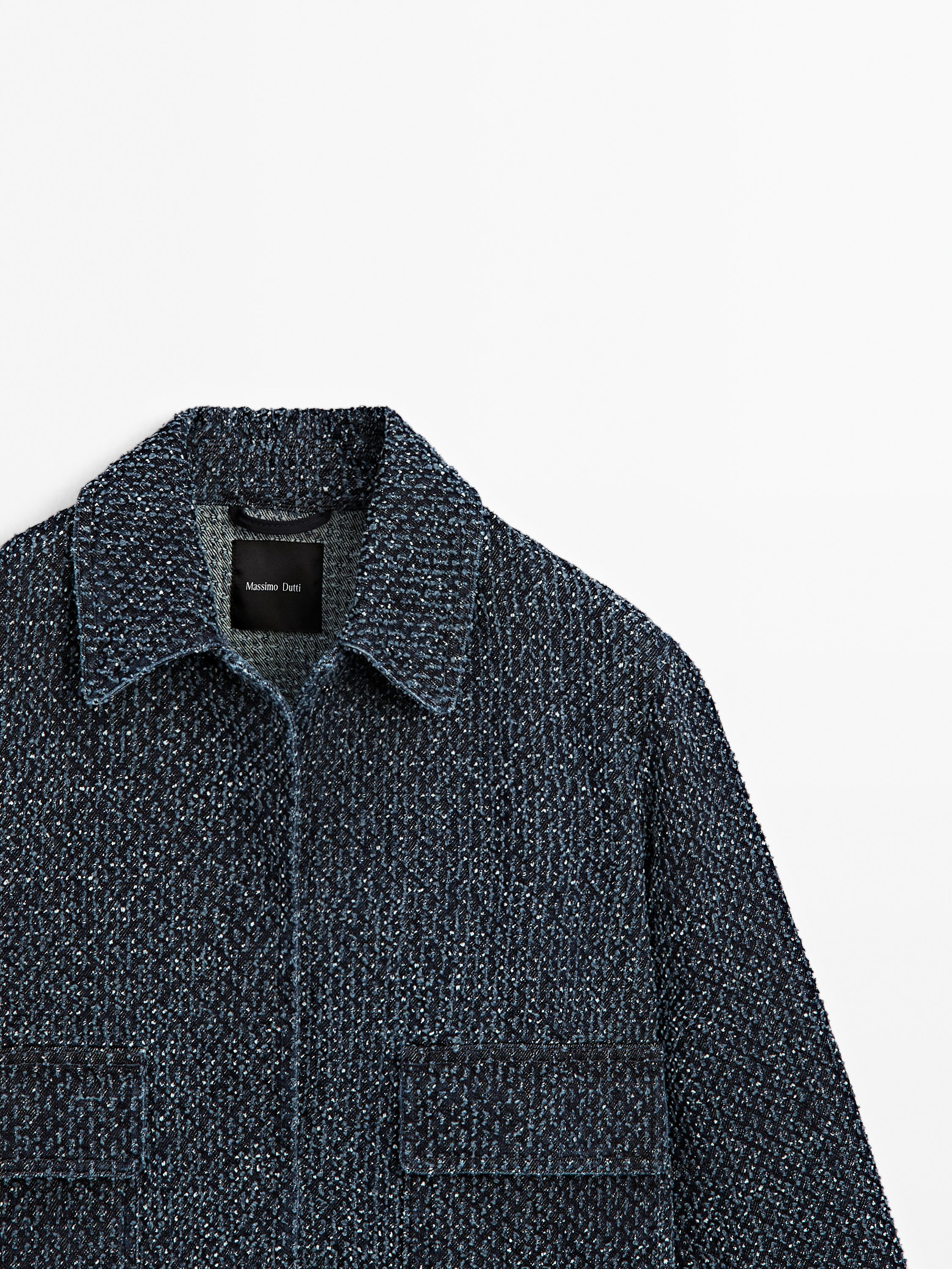 Short denim jacket with textured detail
