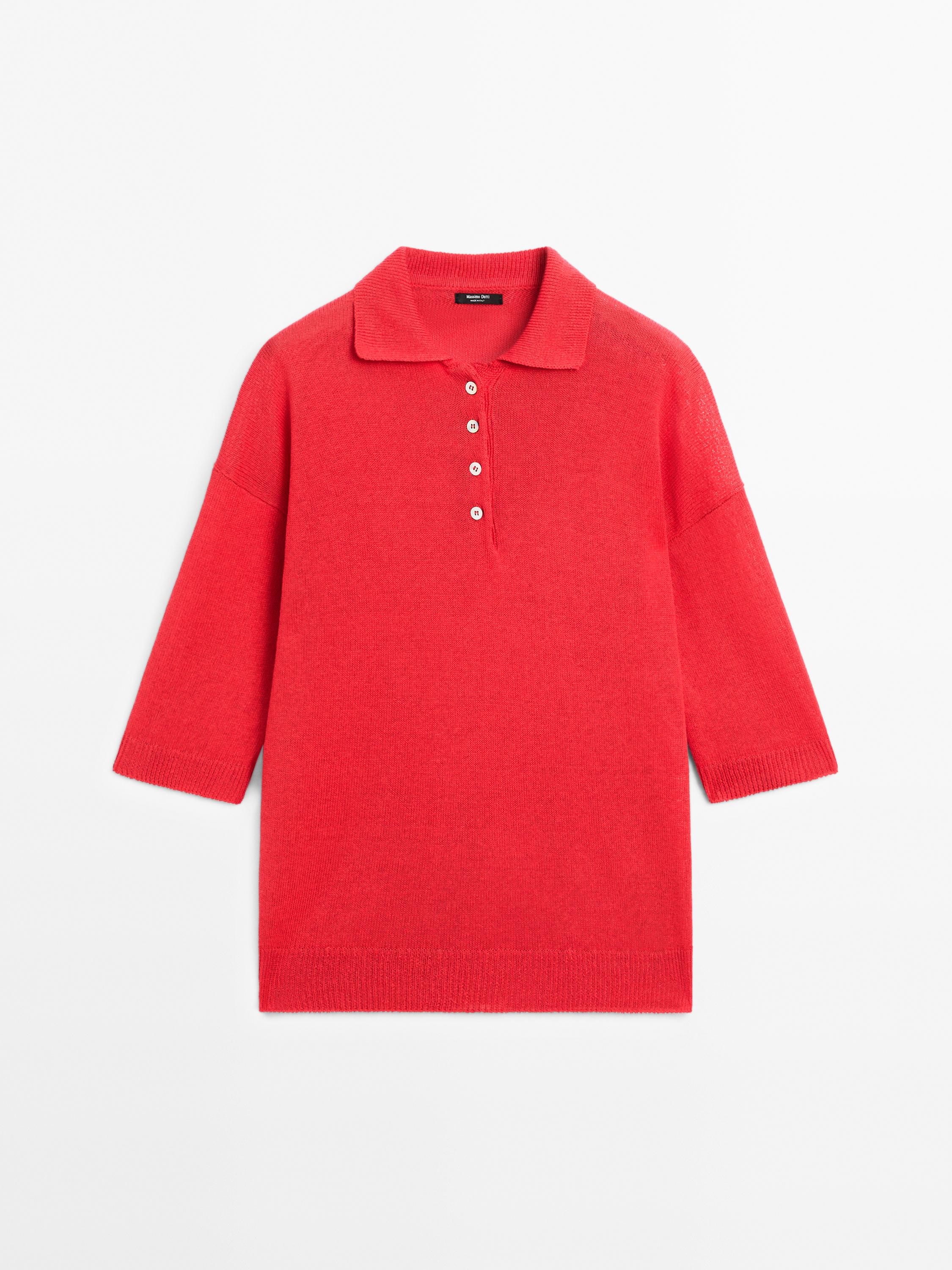 Camisola de malha com gola de polo oversize