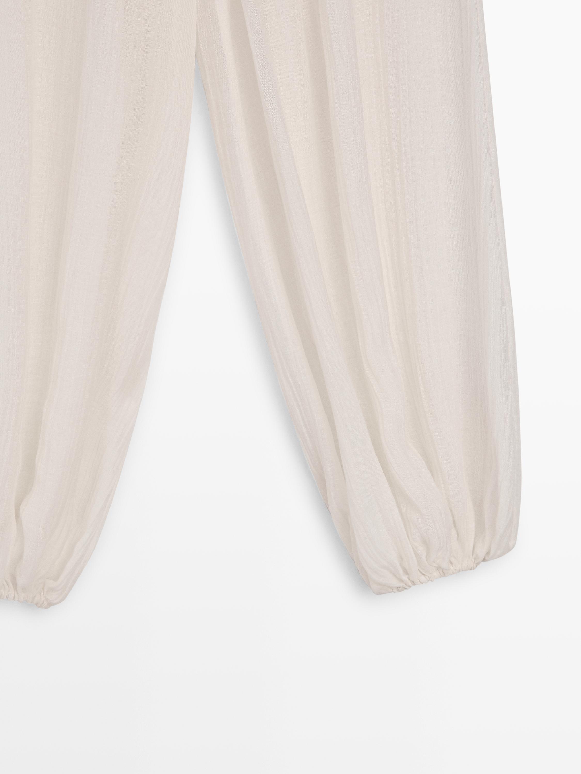 Flowing sarouel trousers with pleated detail — IVORY