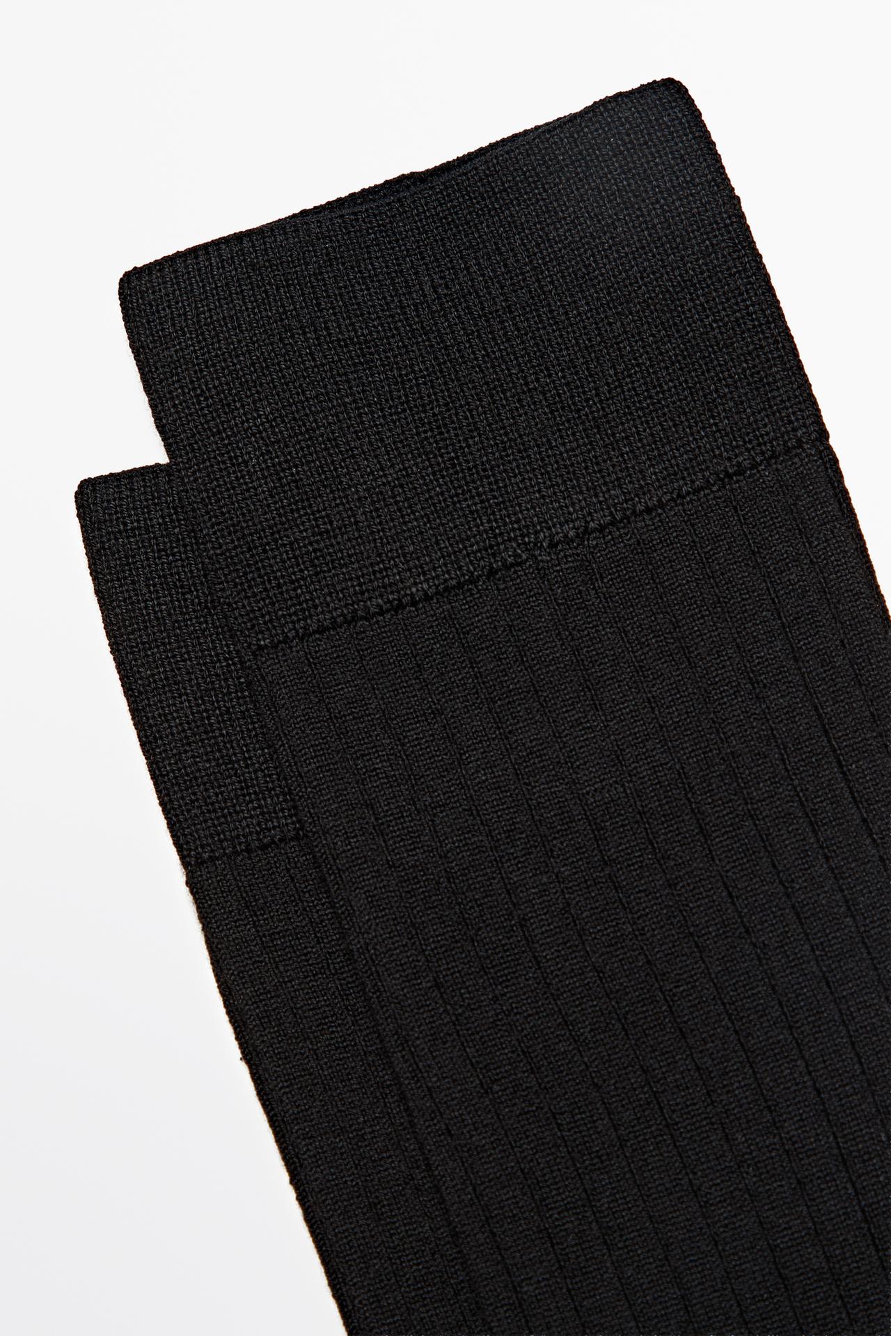 Ribbed wool blend dress socks — BLACK