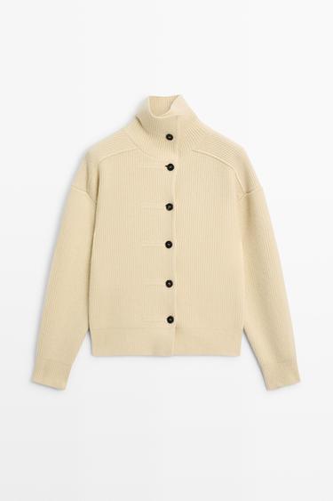 100% wool buttoned knit cardigan — Vanilla 2