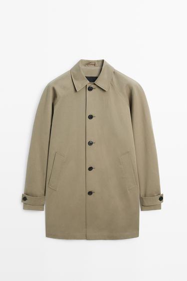 Oversize long 100% cotton trench coat — MOLE BROWN 2