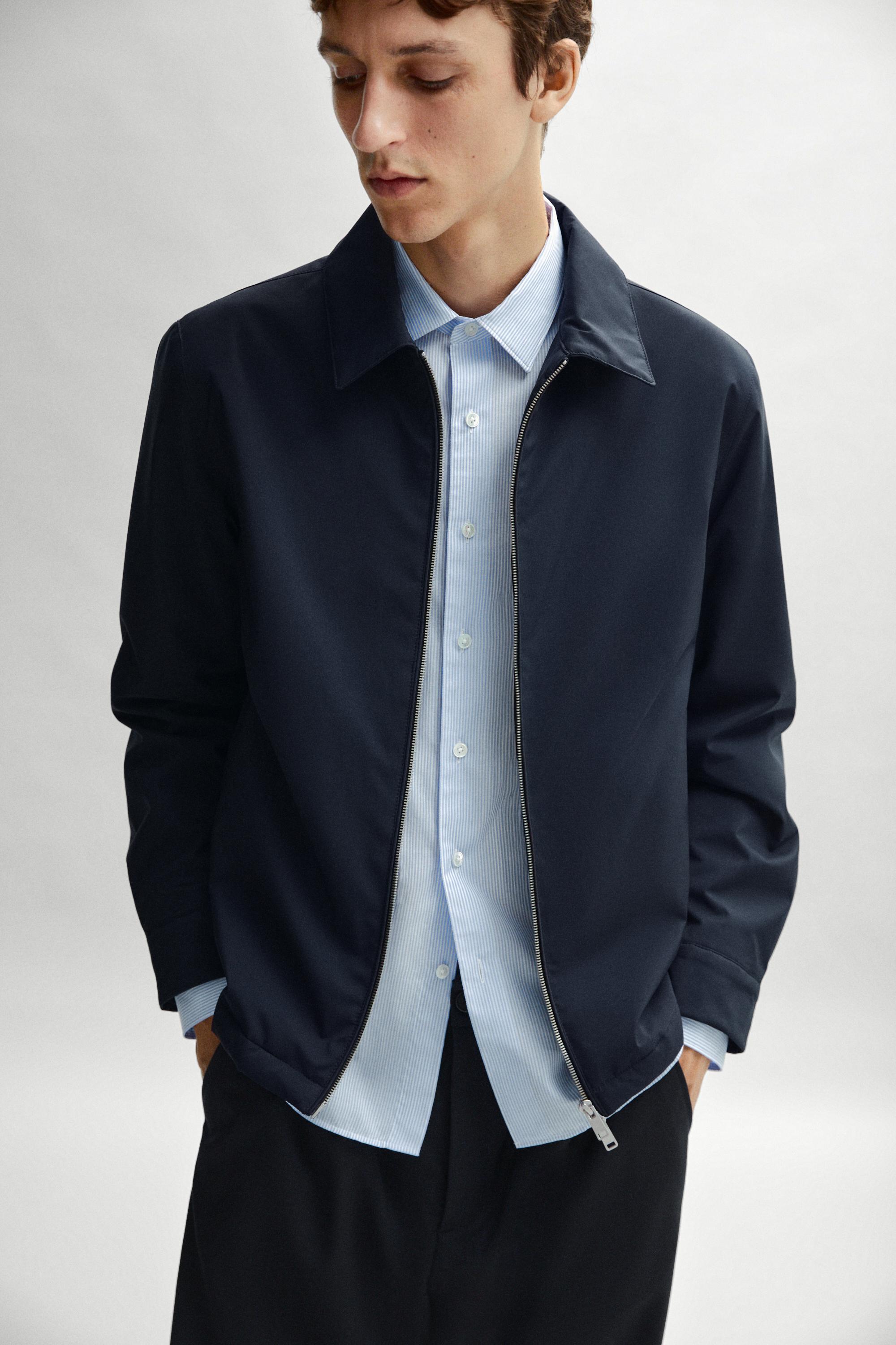 Lightweight jacket with collar detail — NAVY BLUE