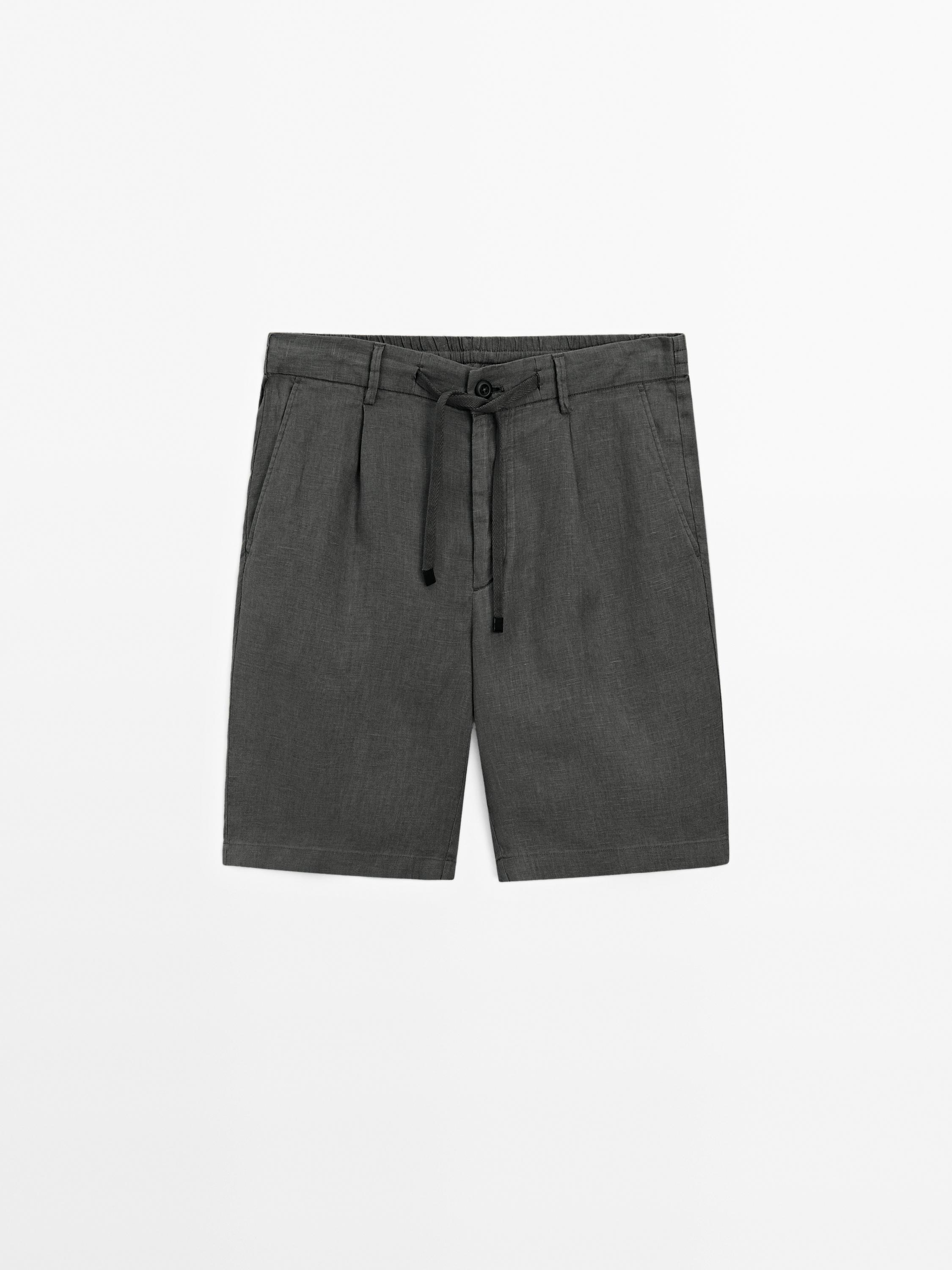 Bermudas semi jogger fit 100 % liño