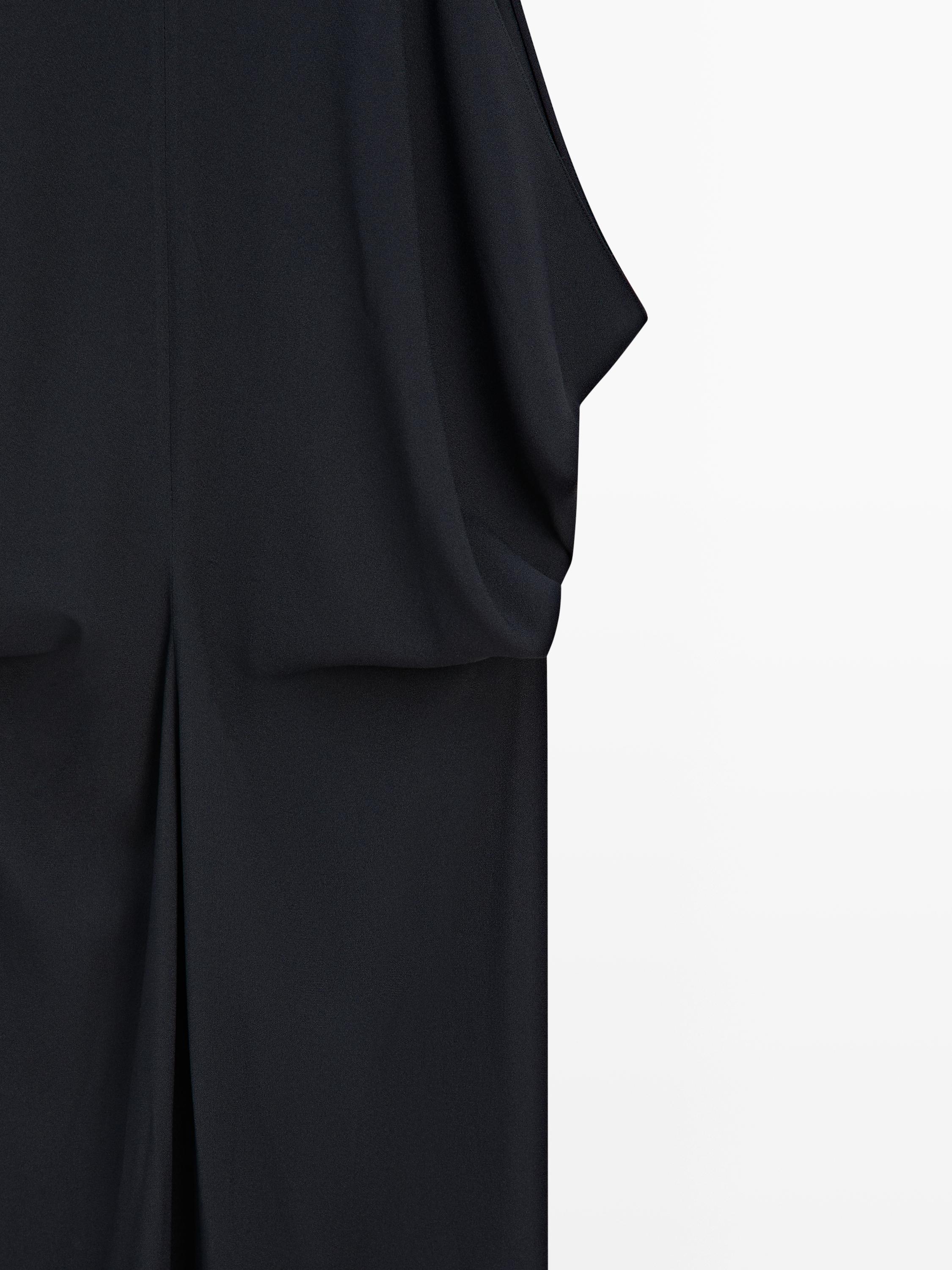 Pleated midi dress — NAVY BLUE