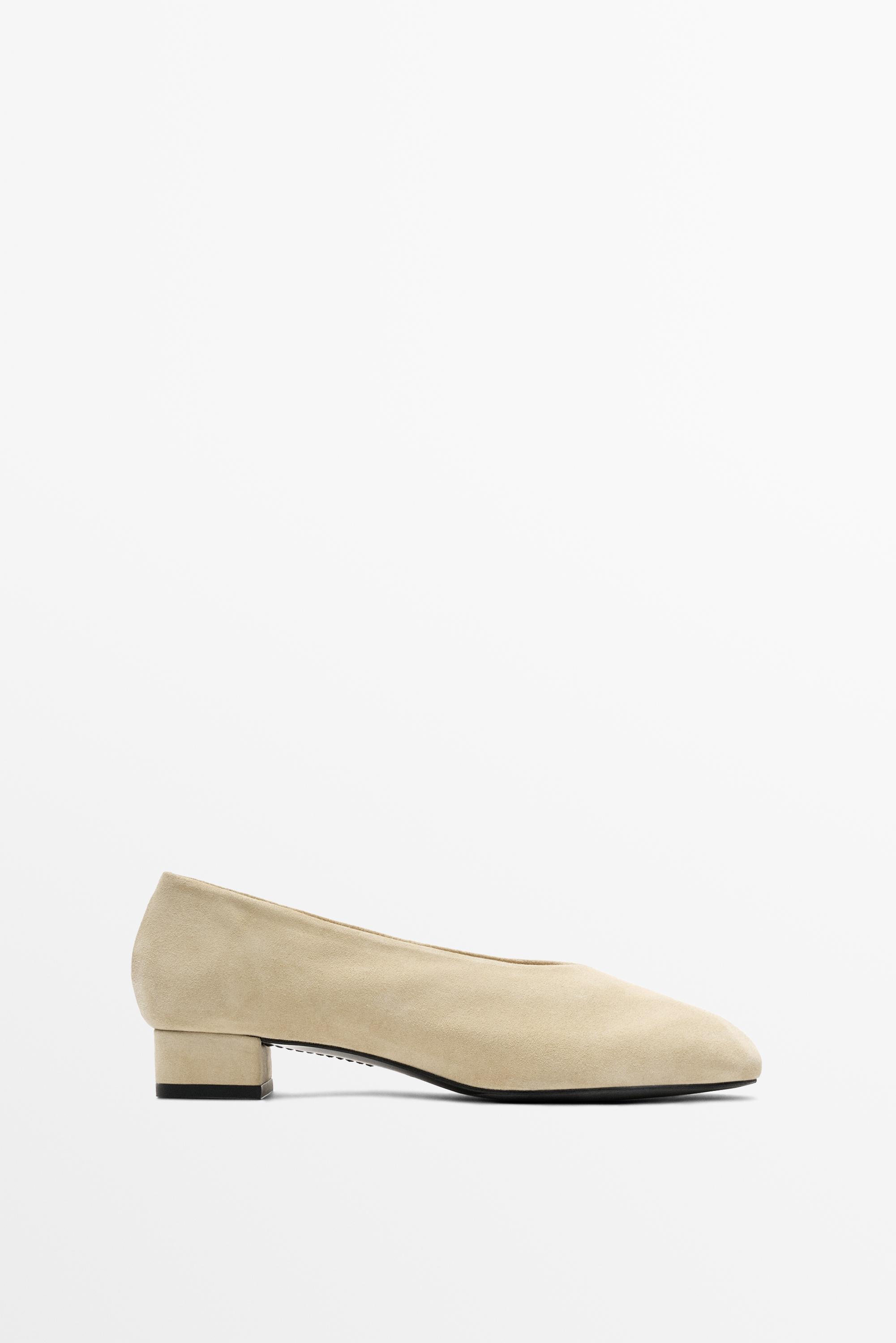 Split suede leather heel shoe