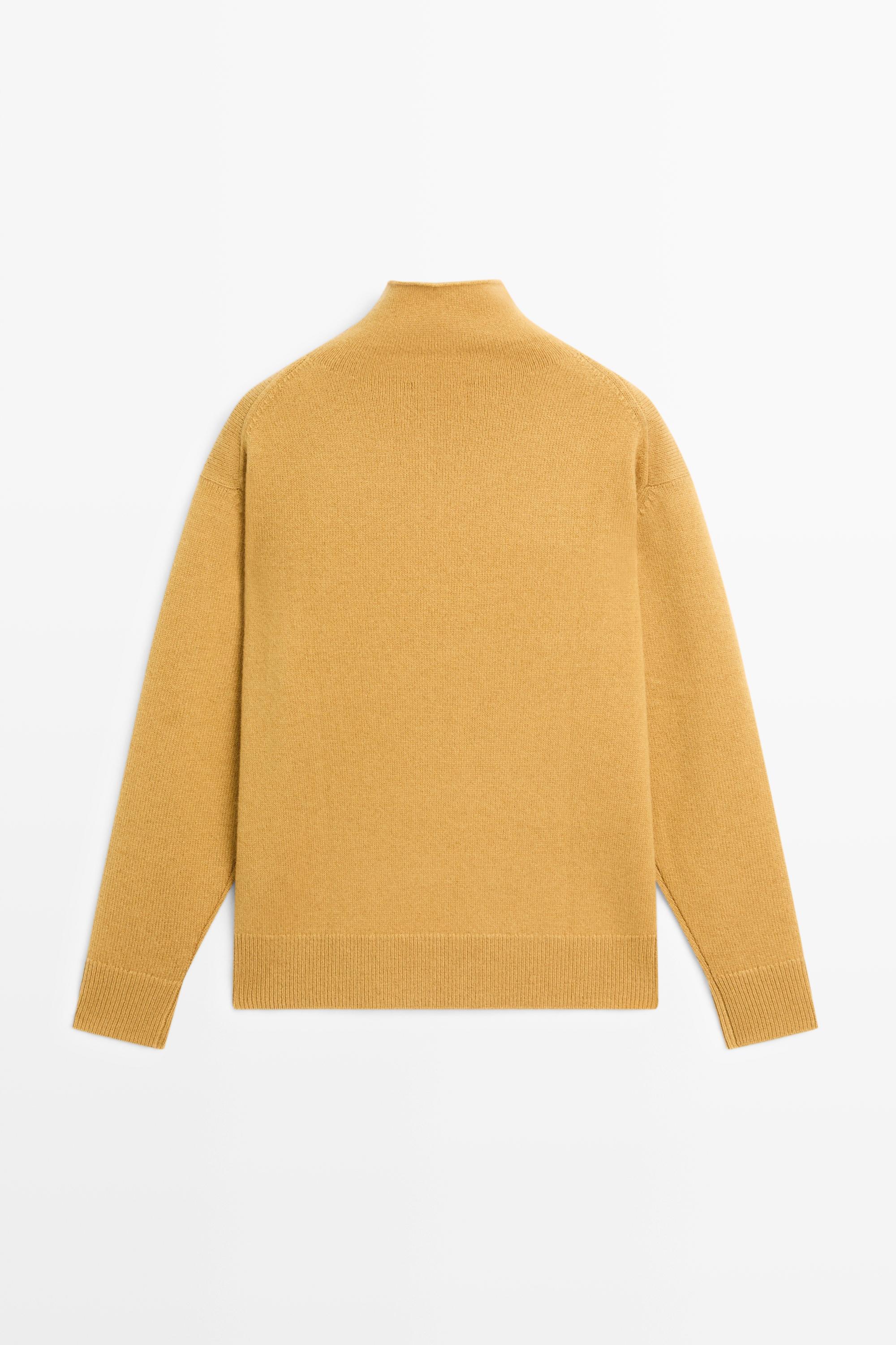 100% cashmere oversize knit sweater — MUSTARD YELLOW