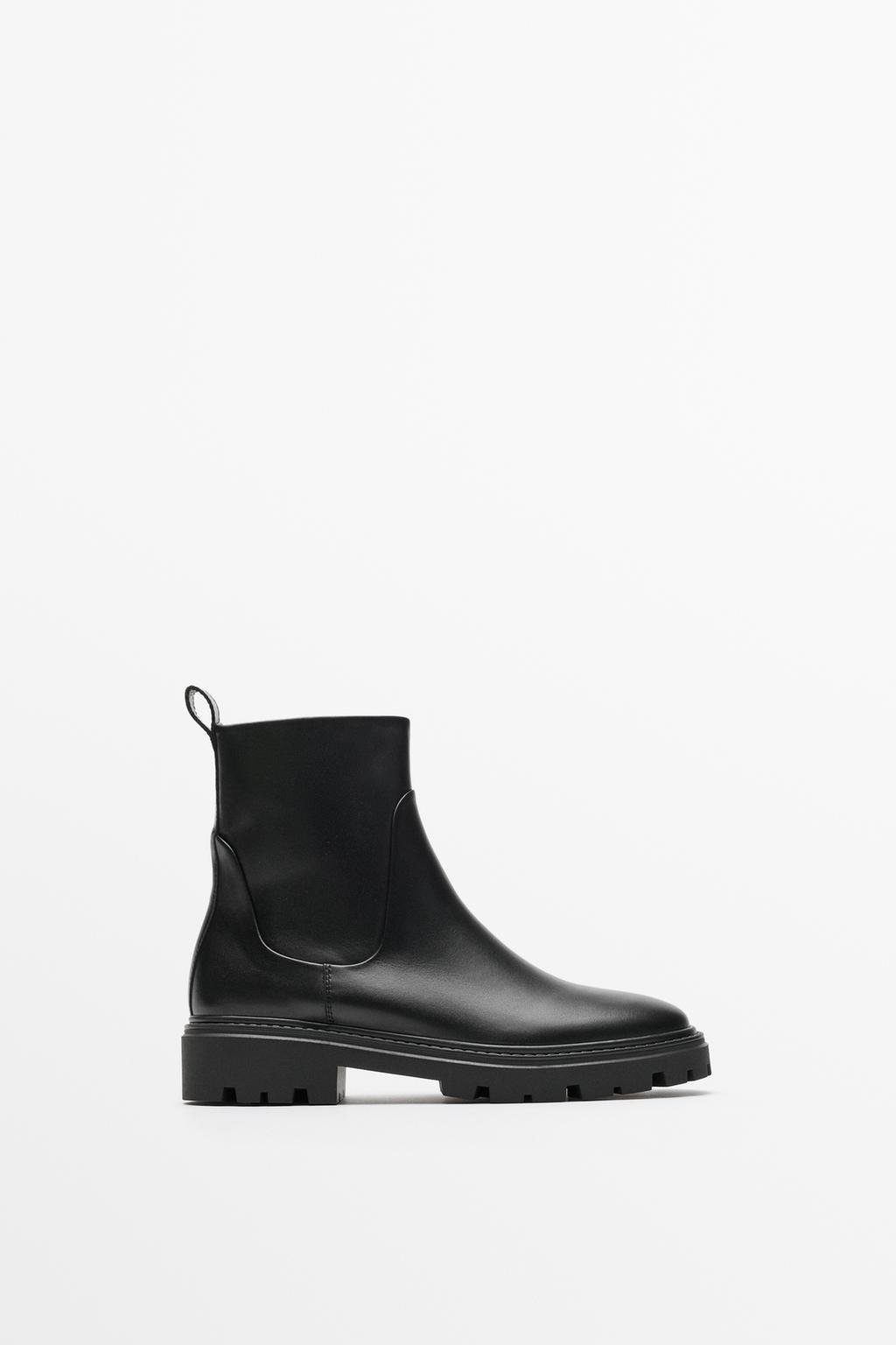 Massimo Dutti Düz dəri ayaq biləyi çəkməsi, track altlıqlı