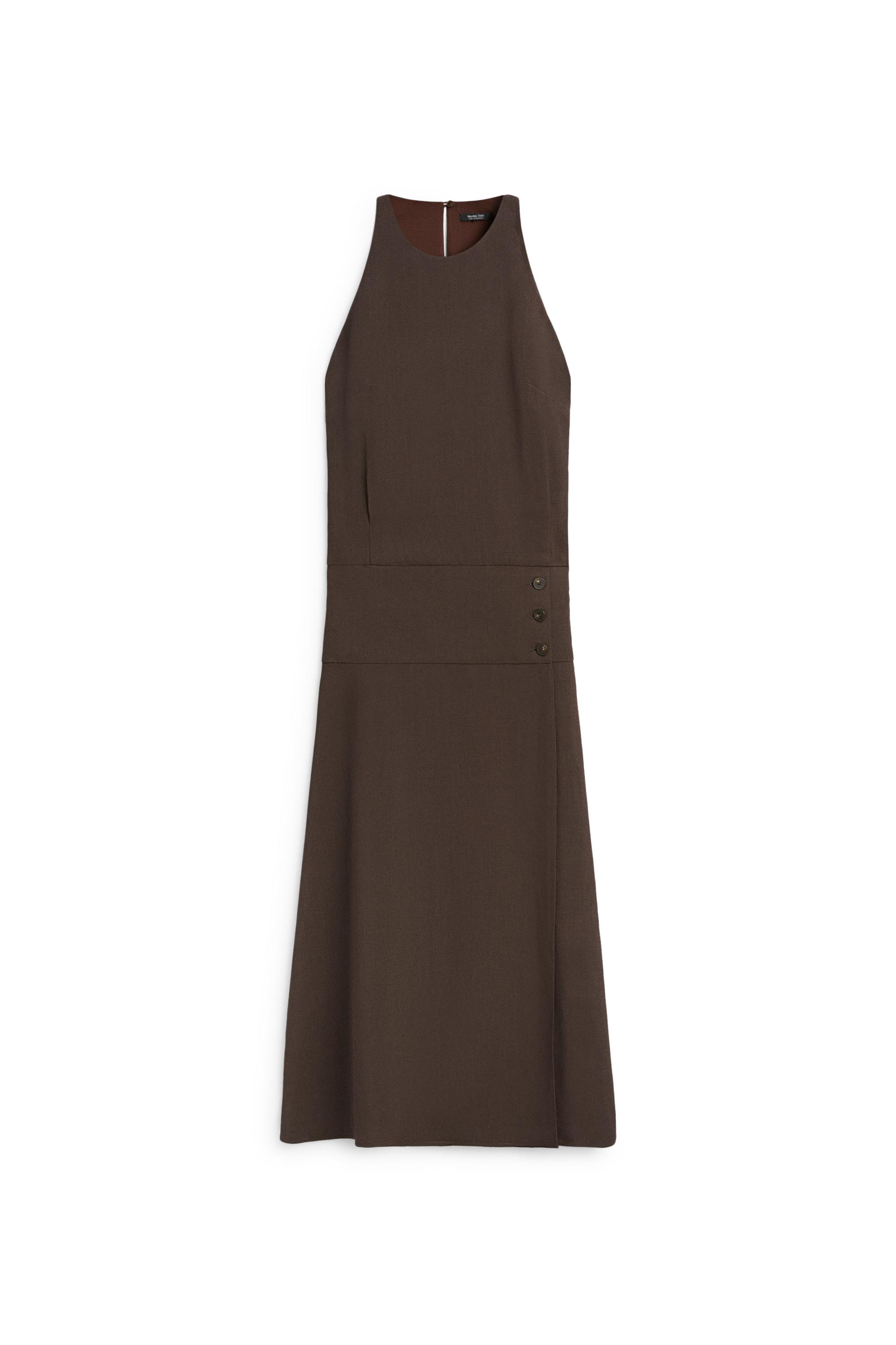 Massimo Dutti Yan tarafı düğme detaylı midi elbise görsel 3