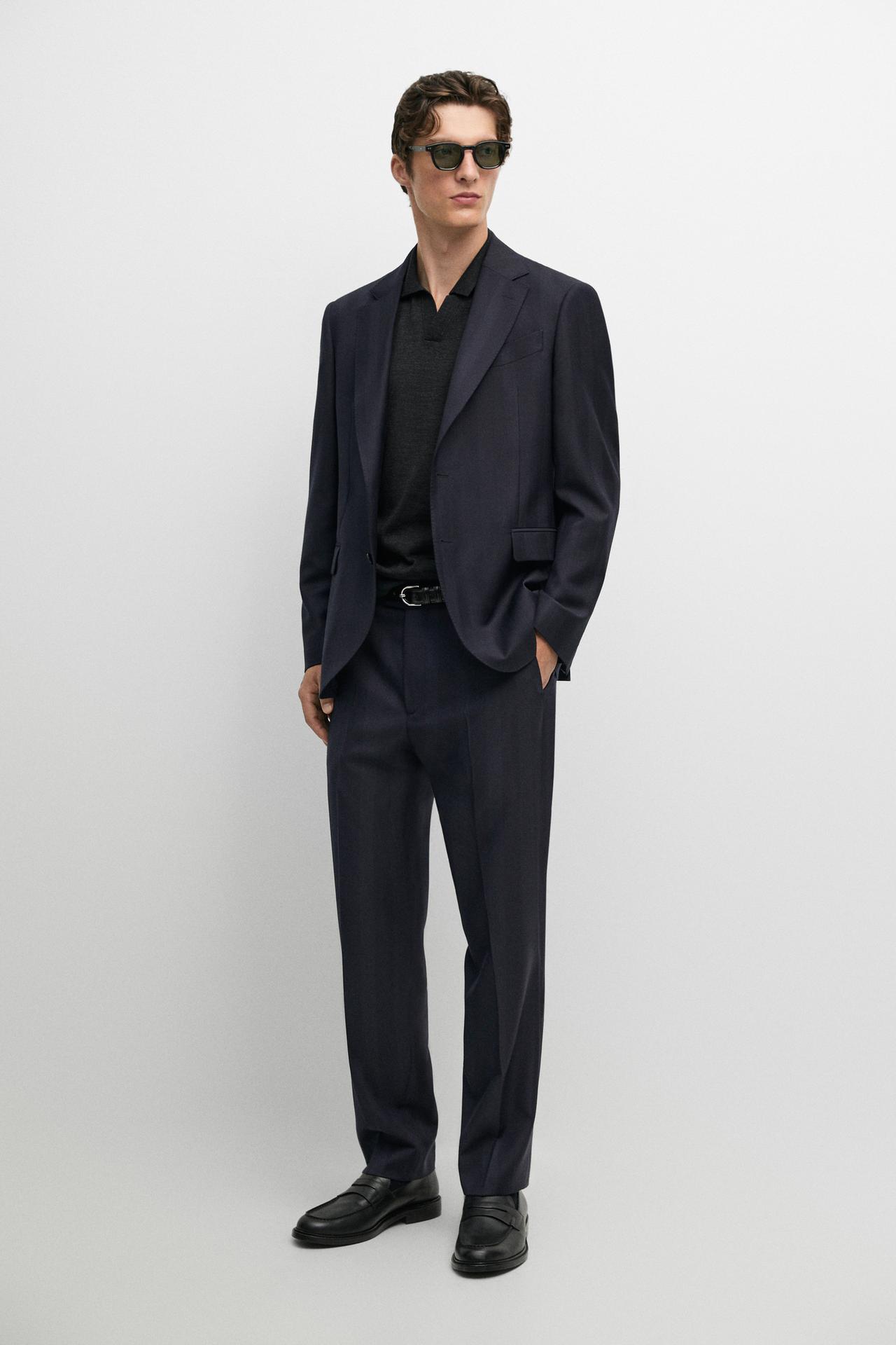 Herringbone suit pants — NAVY BLUE