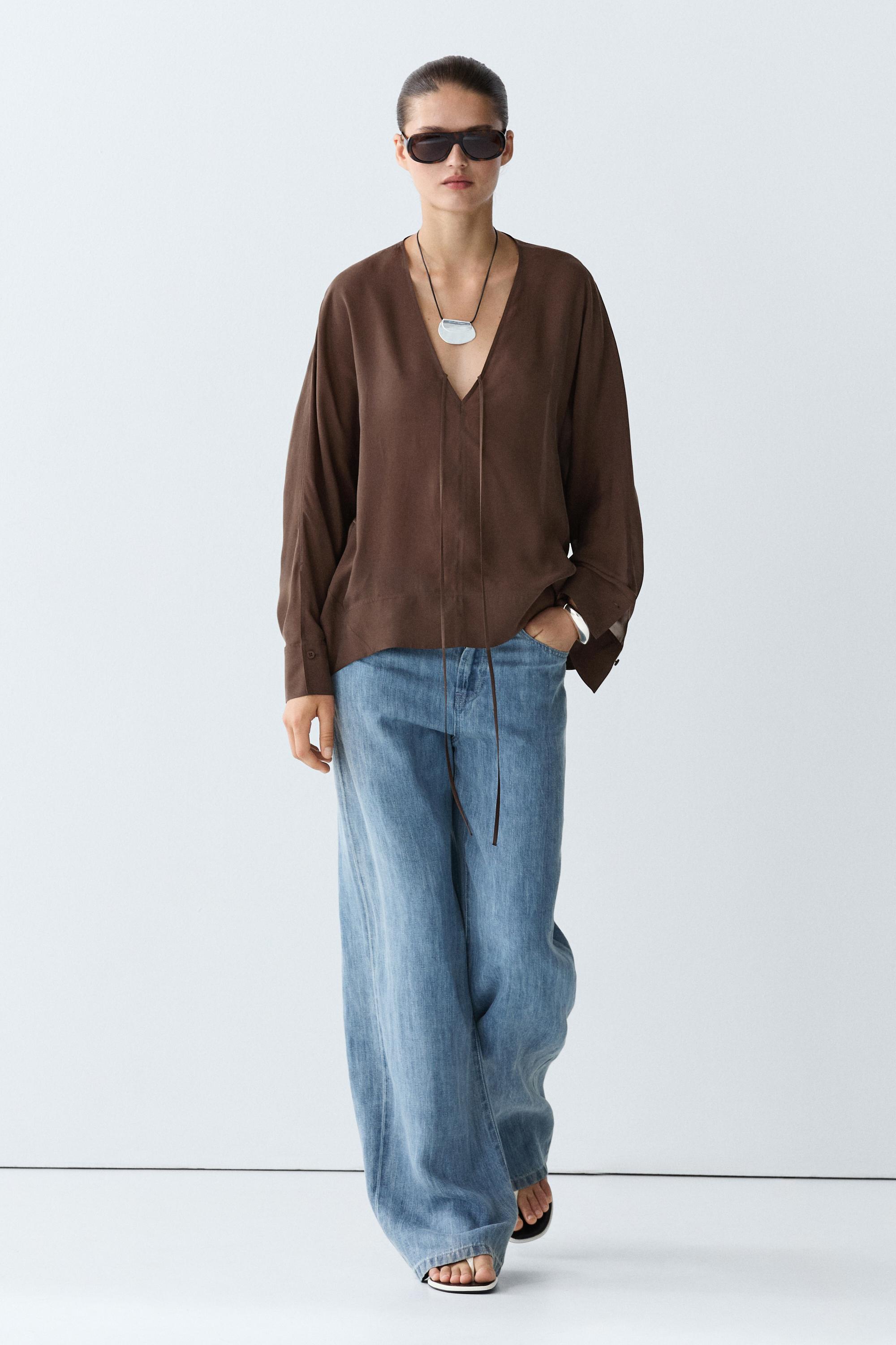 Massimo Dutti Fluid V In Brown