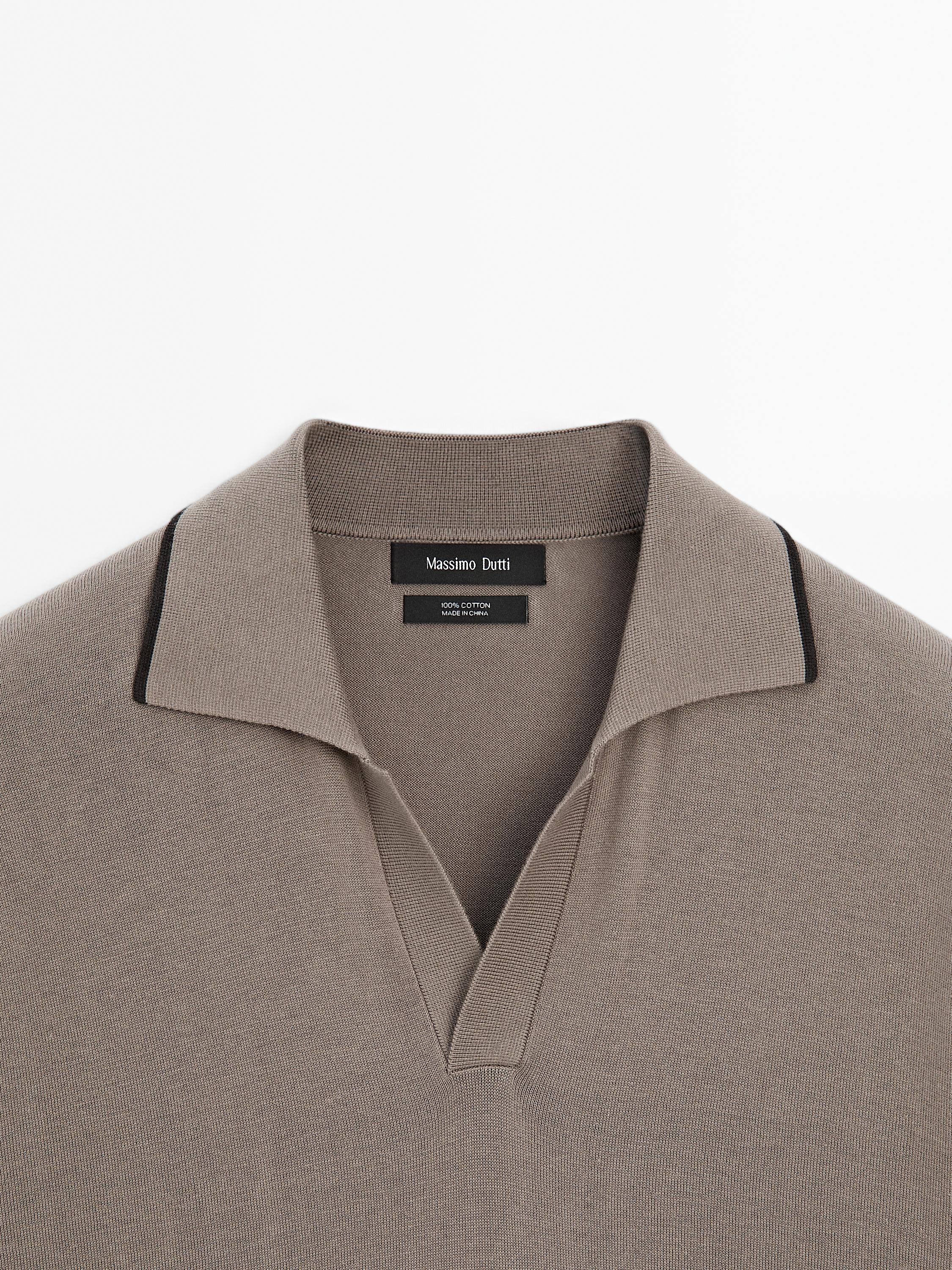Knit polo shirt with contrast detail