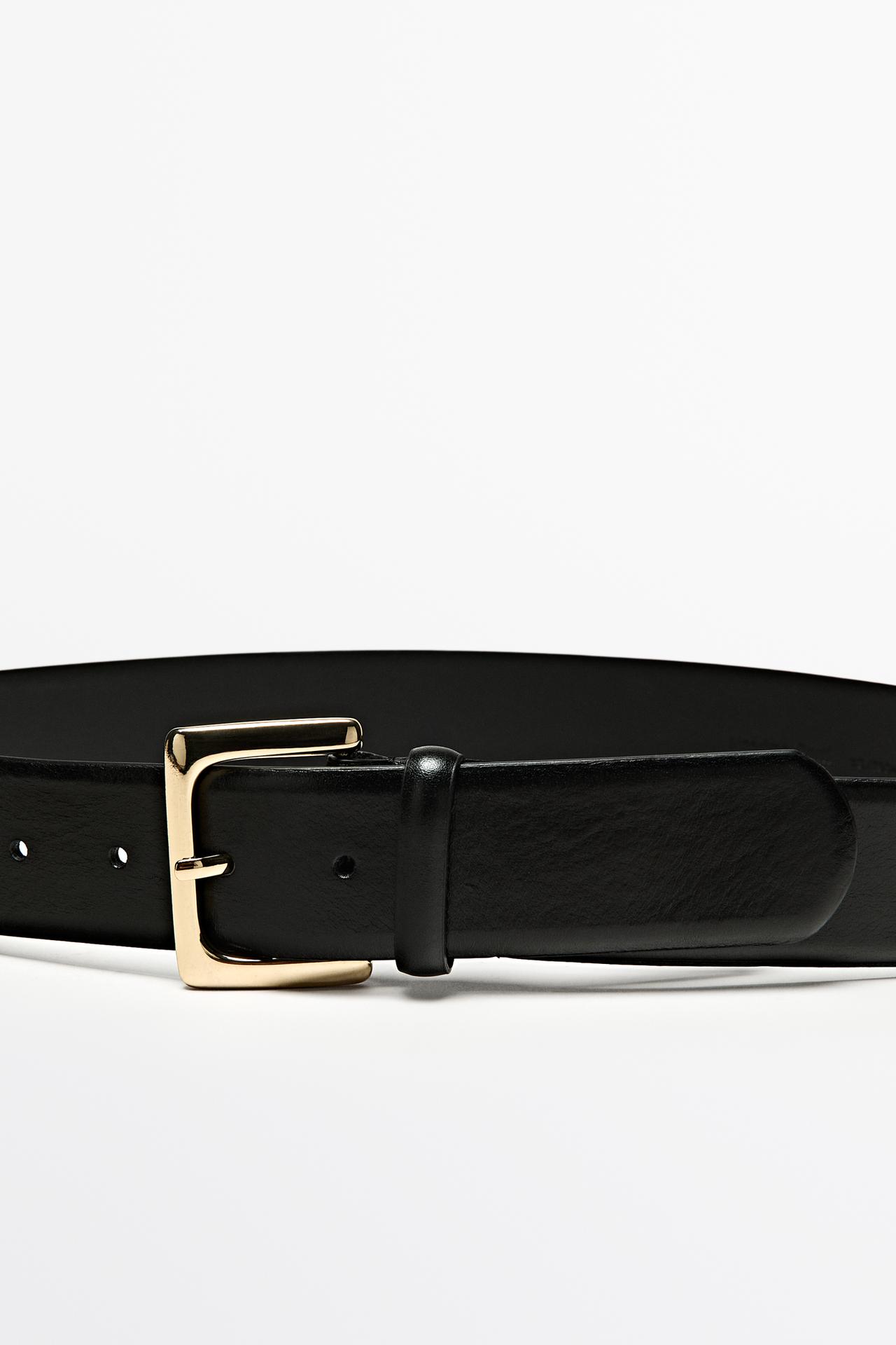 Nappa leather belt with square buckle — BLACK