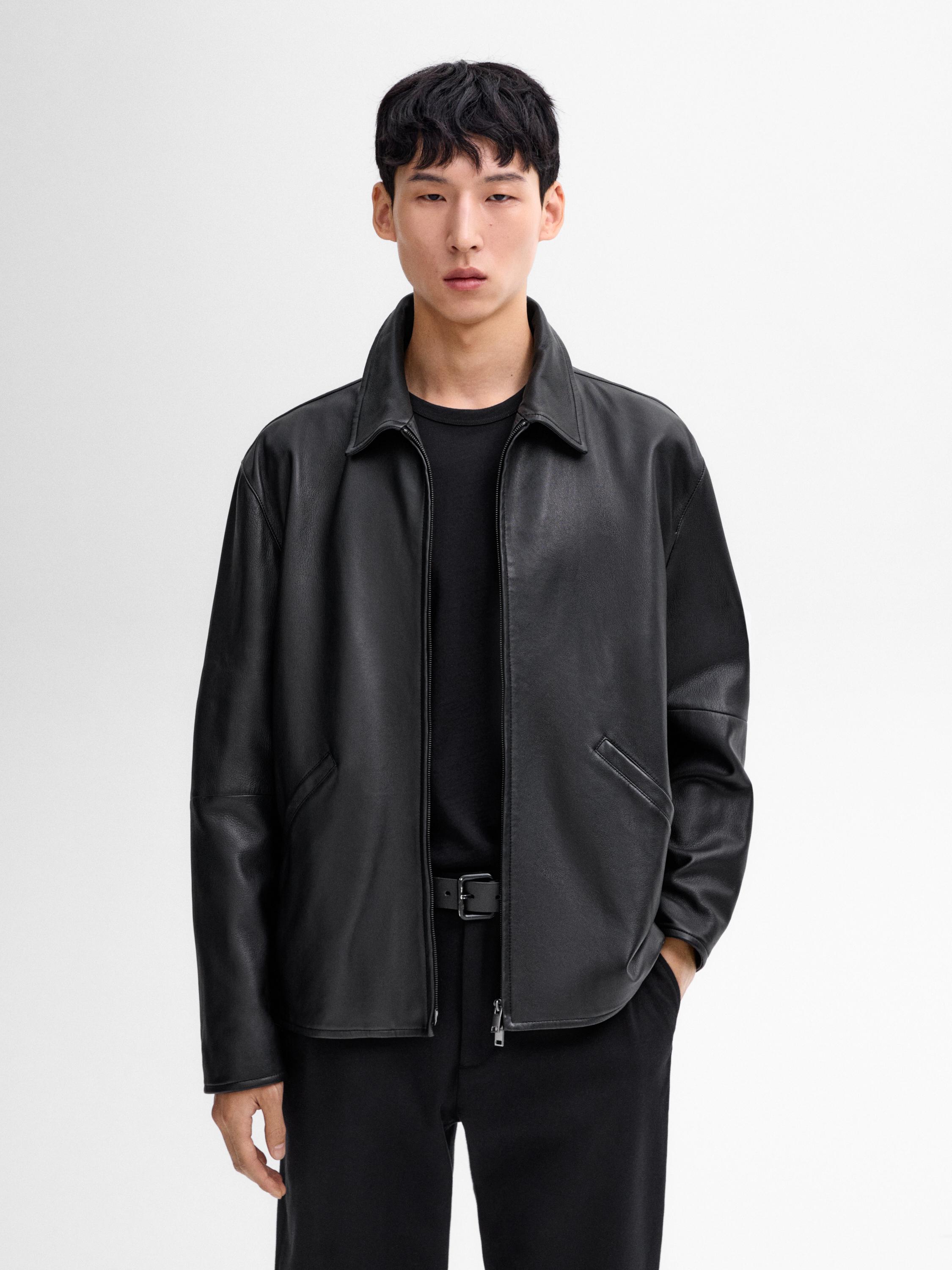 Nappa leather jacket · Black · Skirts | Massimo Dutti