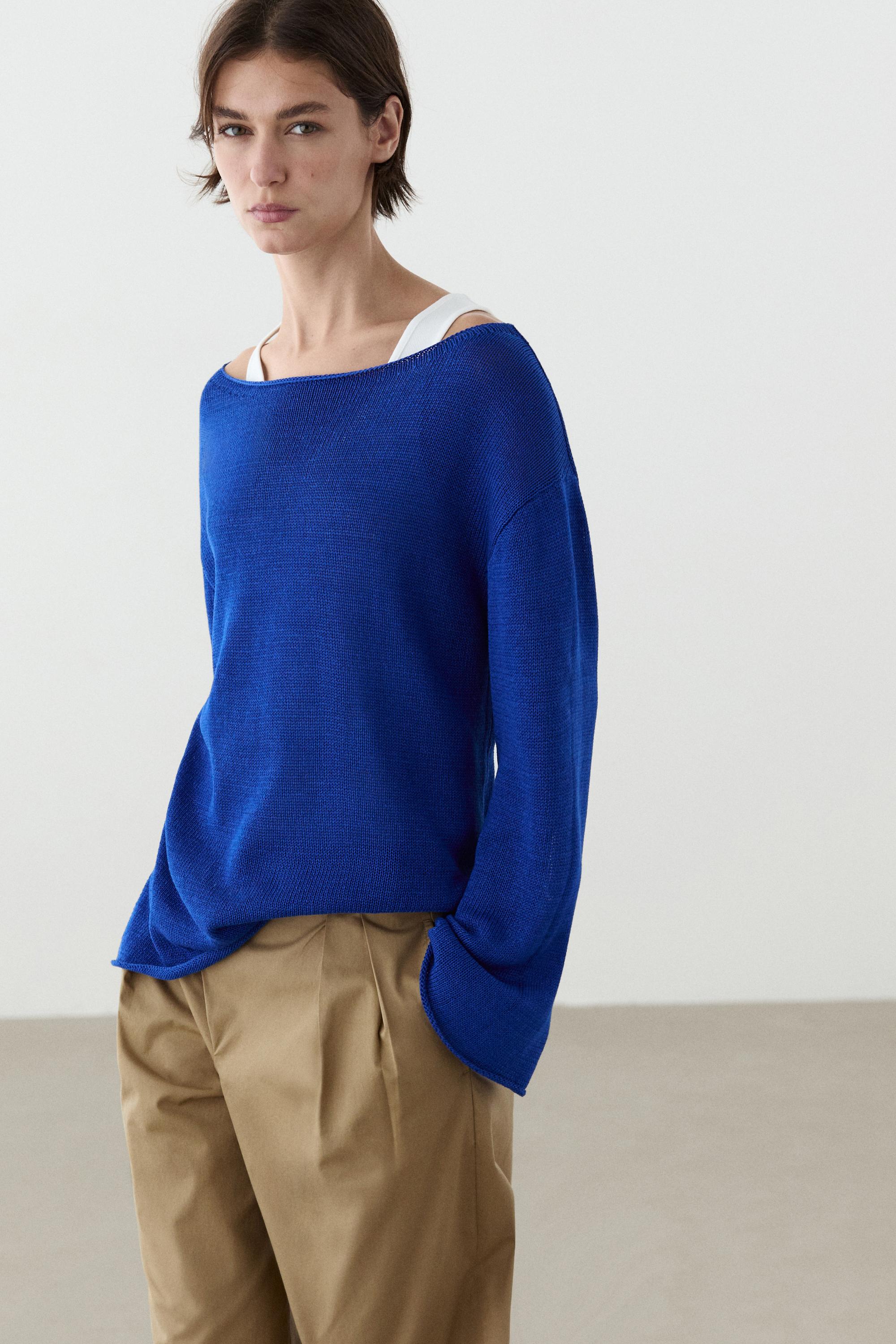 100% mercerised cotton sweater — DEEP BLUE