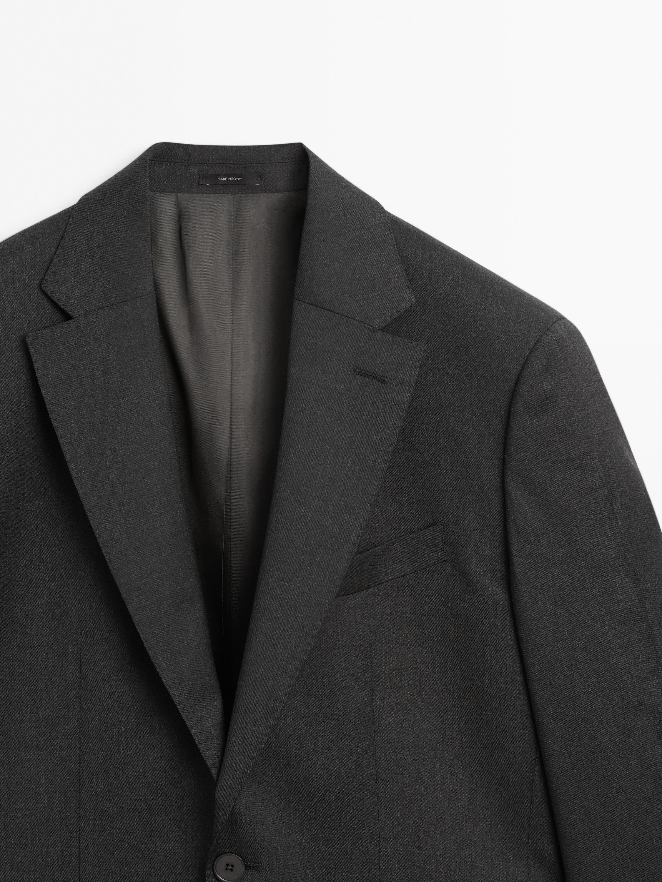 100% cool wool suit blazer — CHARCOAL