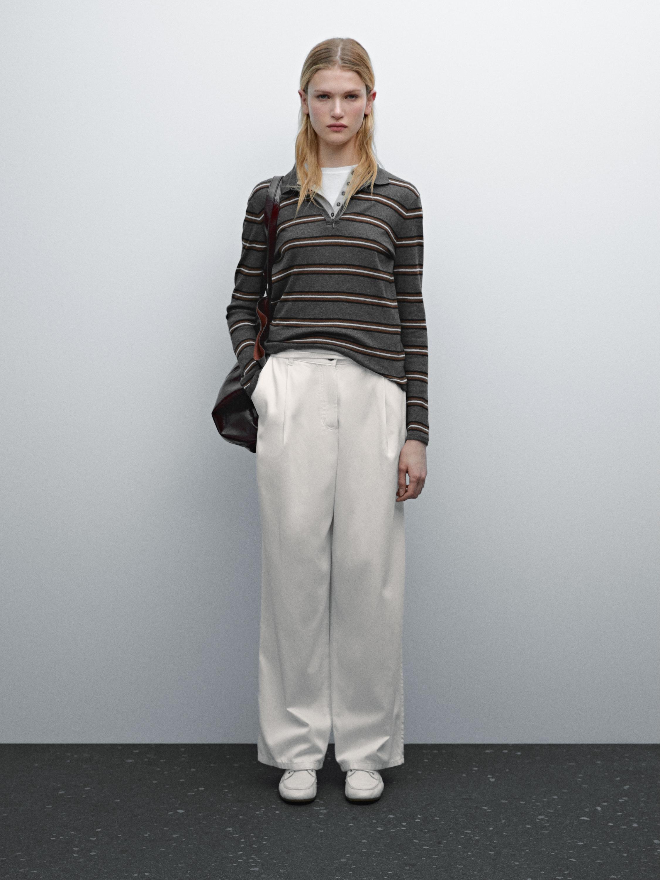 Flowing cotton blend trousers