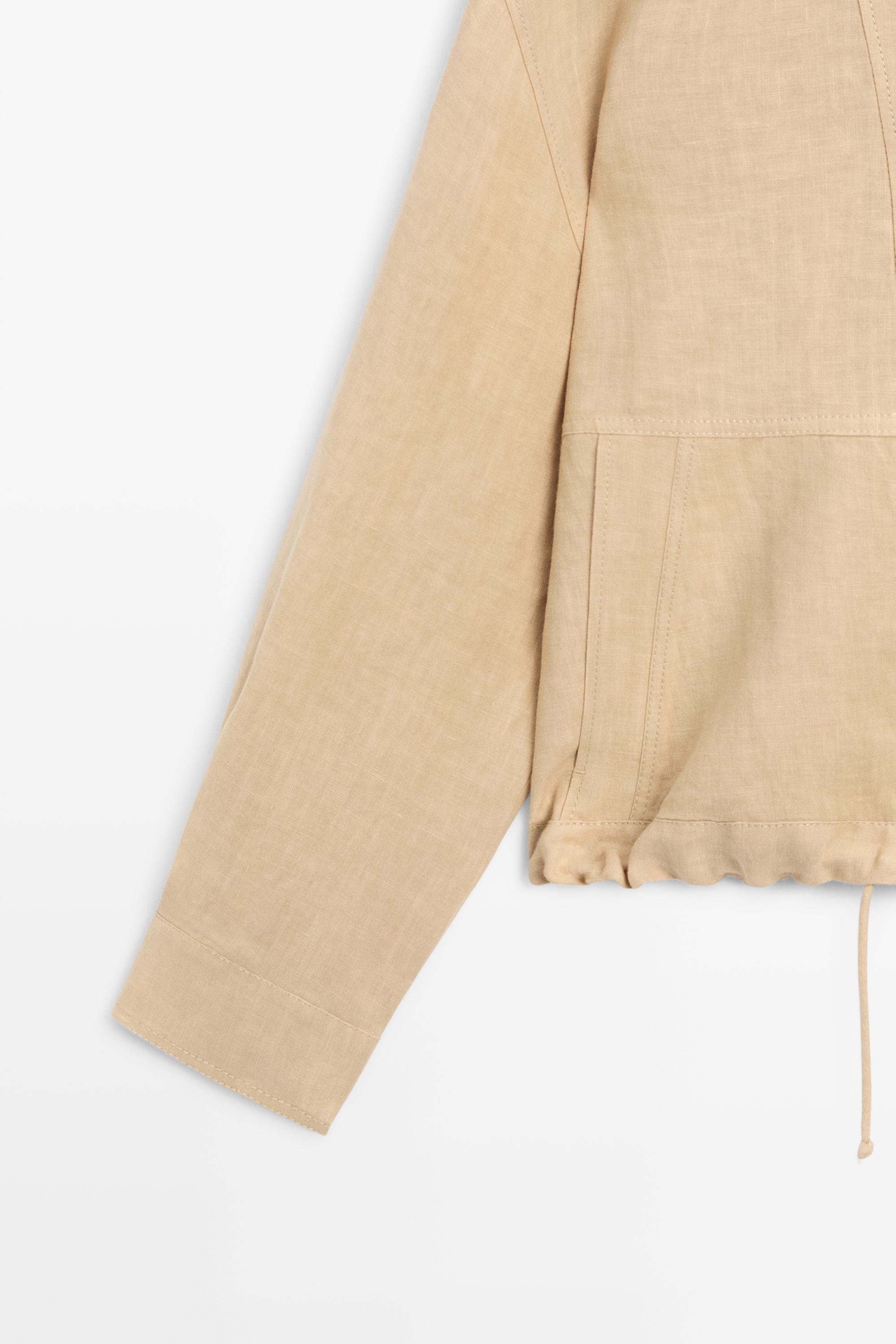 100% linen fluid bomber jacket — MUSTARD YELLOW