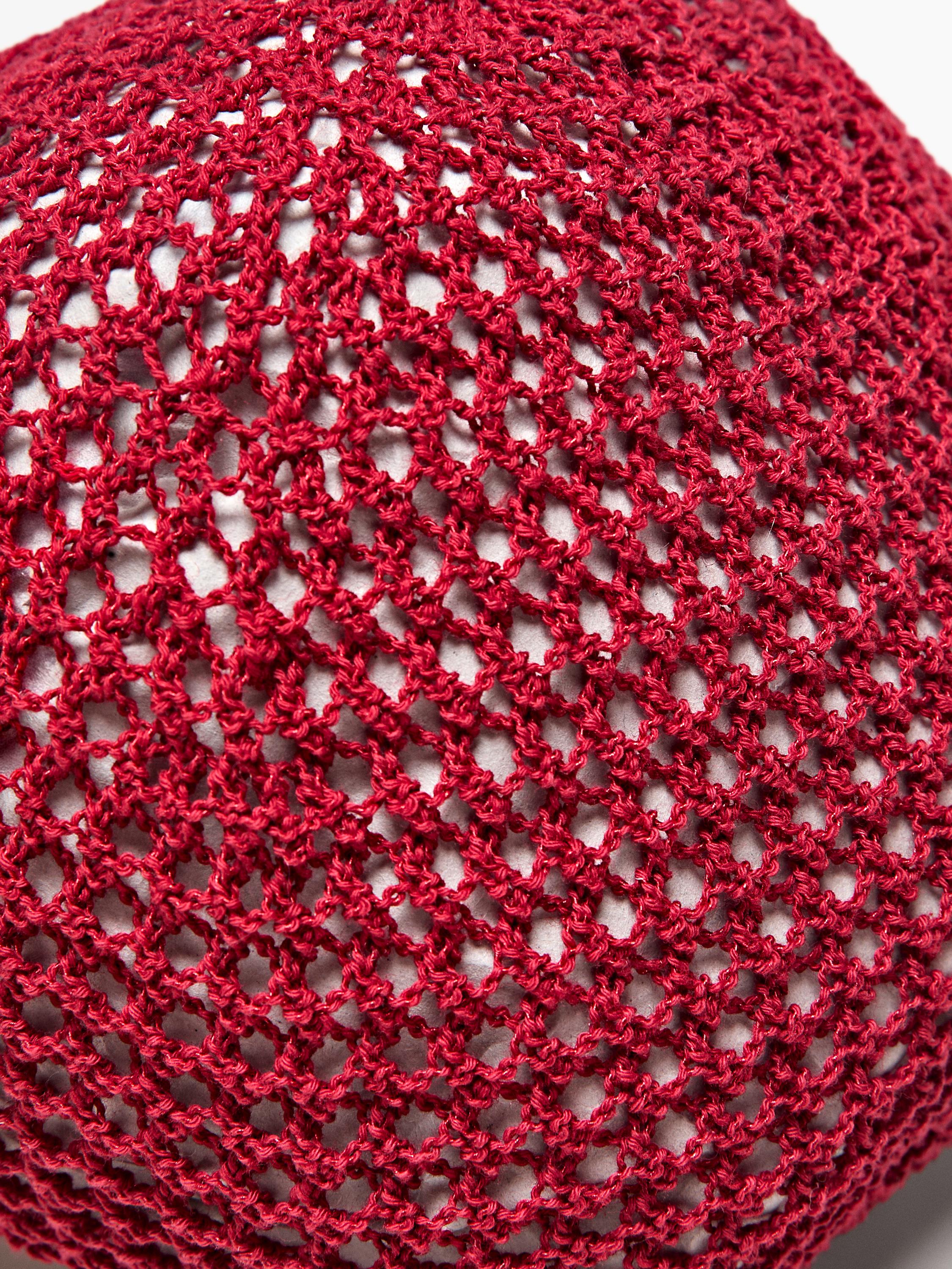 Cotton blend crochet beanie — RED