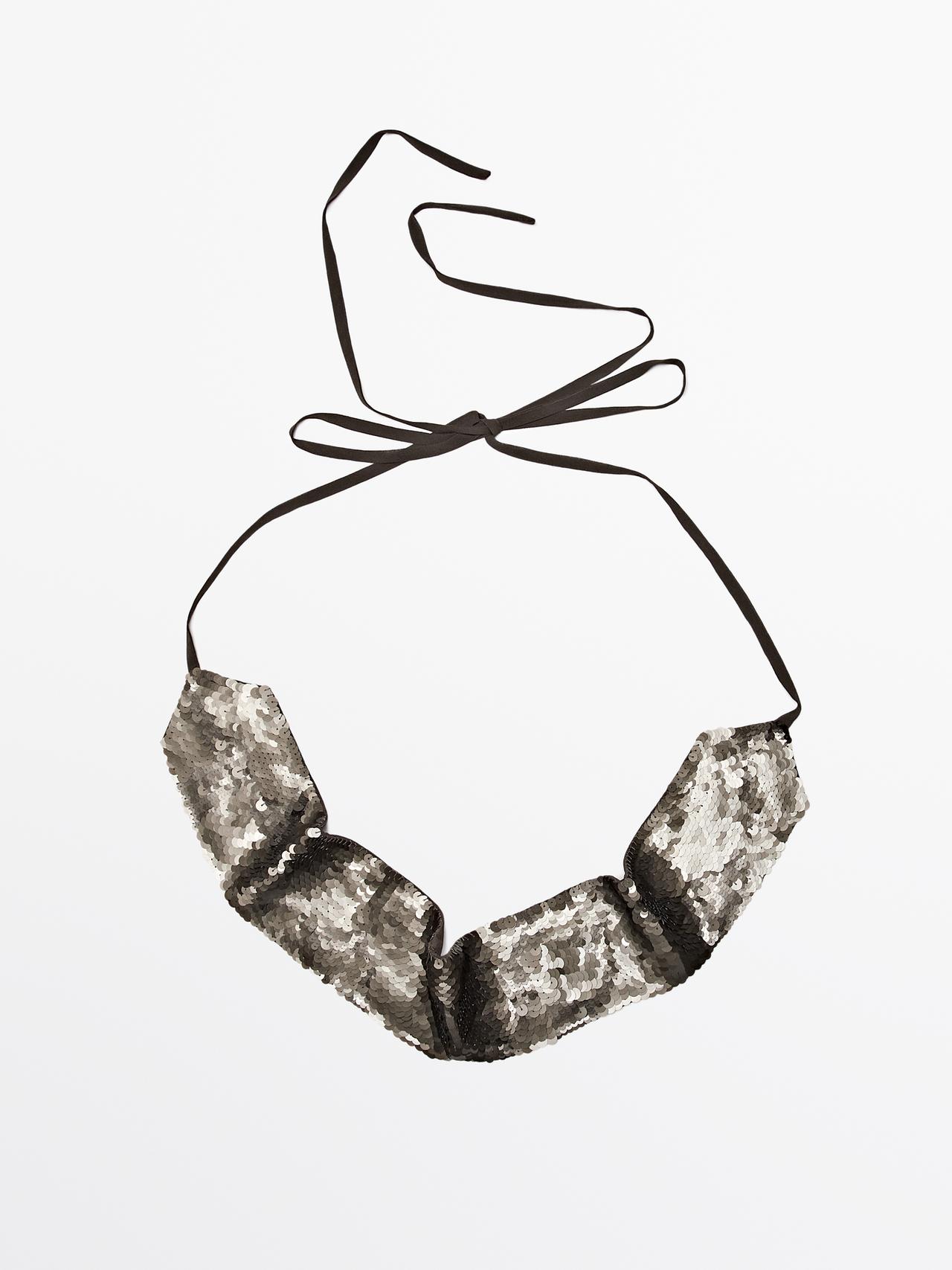 Massimo Dutti - Dame - Bælte Med Pallietter - Grøn - 01