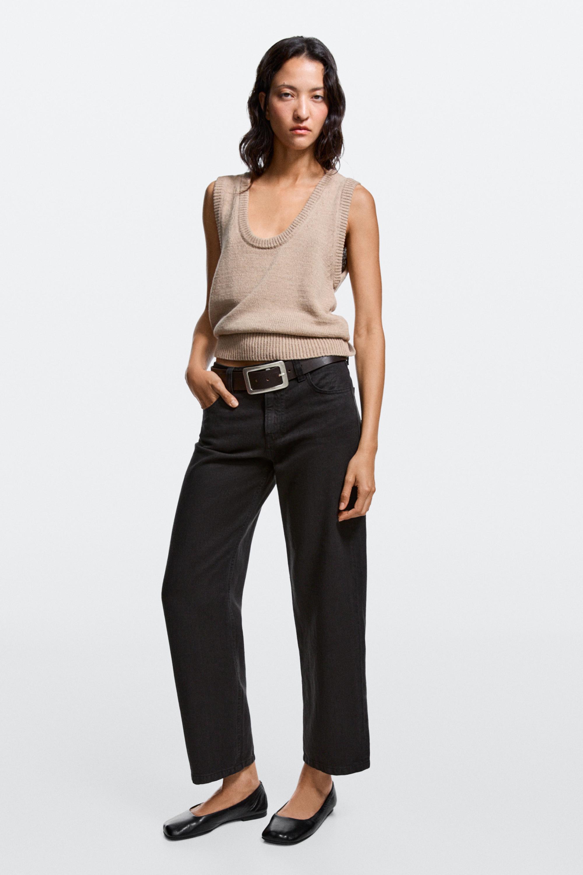 Low-rise cropped straight-leg jeans
