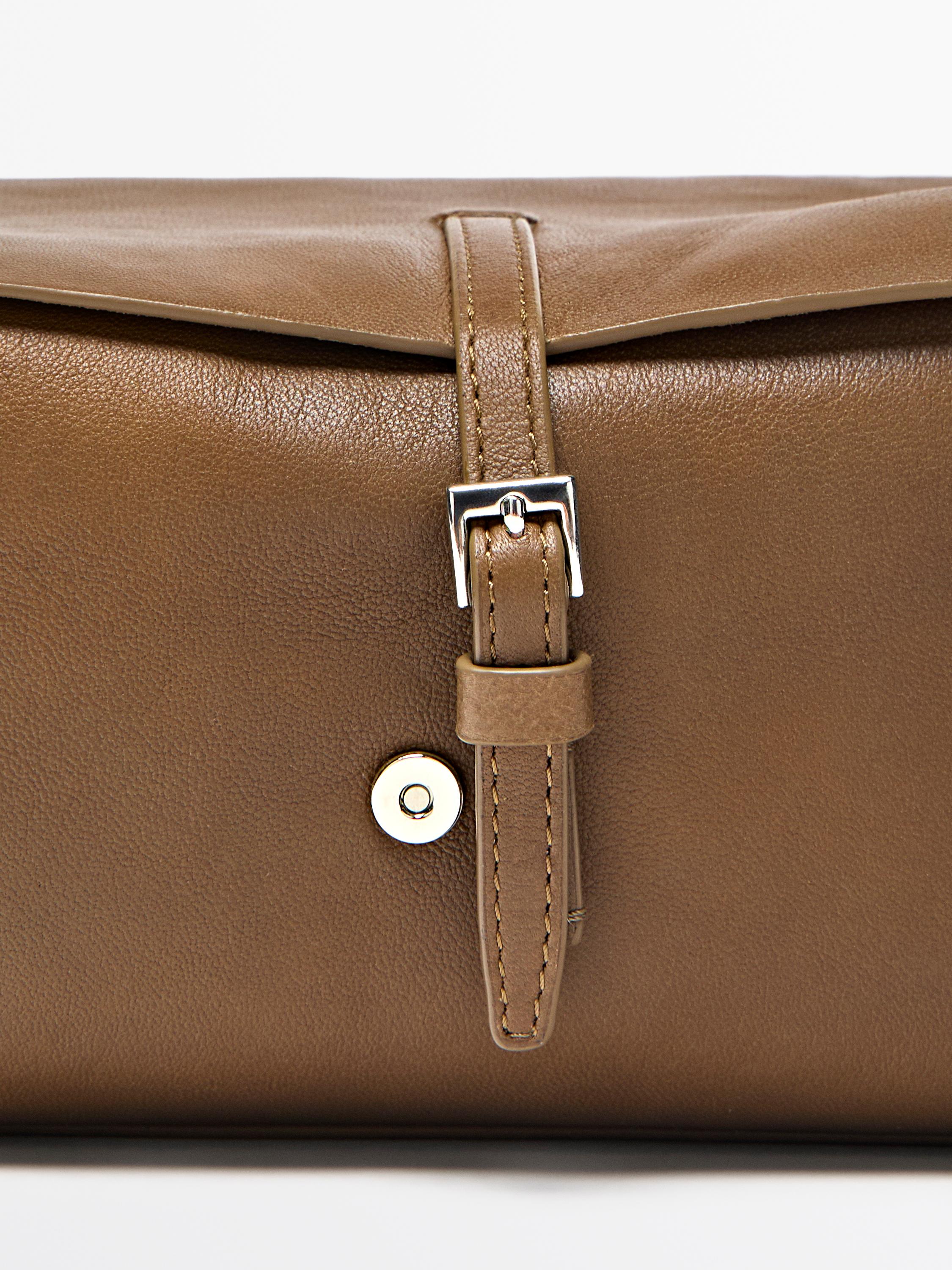 Nappa leather travel toiletry bag — MOLE BROWN