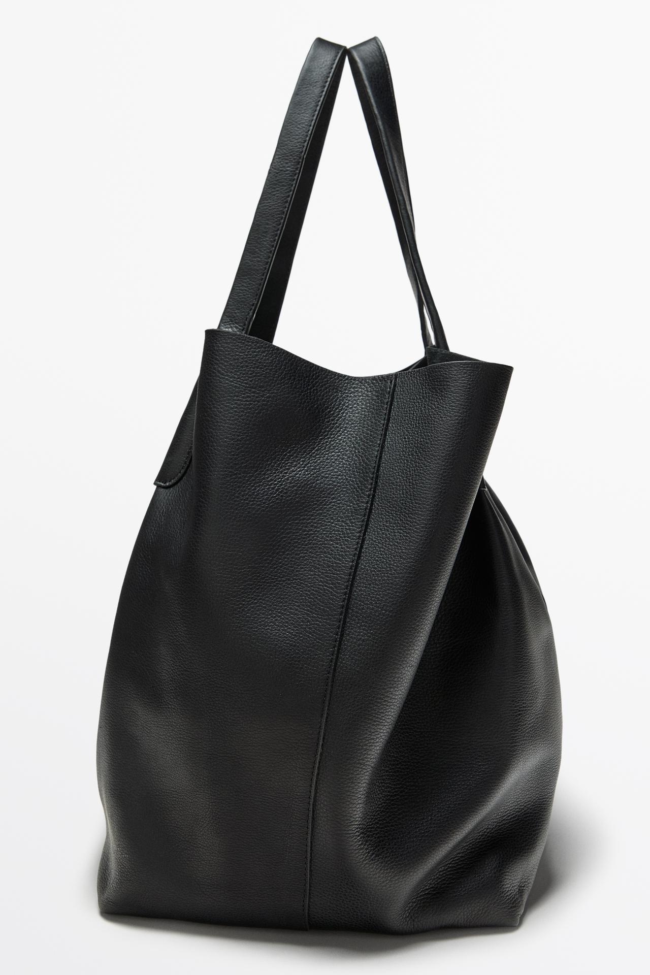 Nappa leather tote bag — BLACK