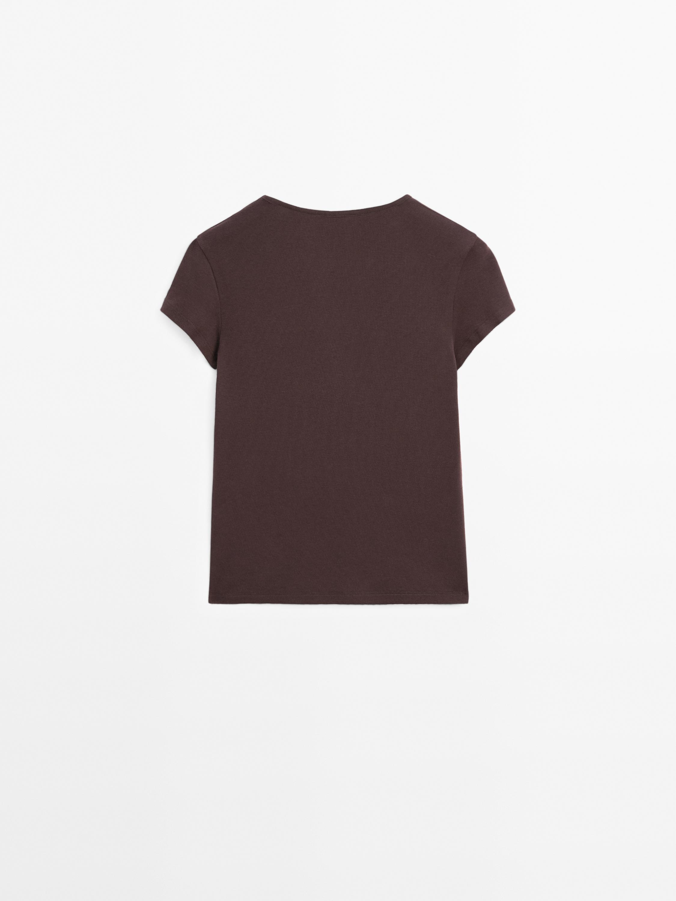 Crew neck cotton blend T-shirt