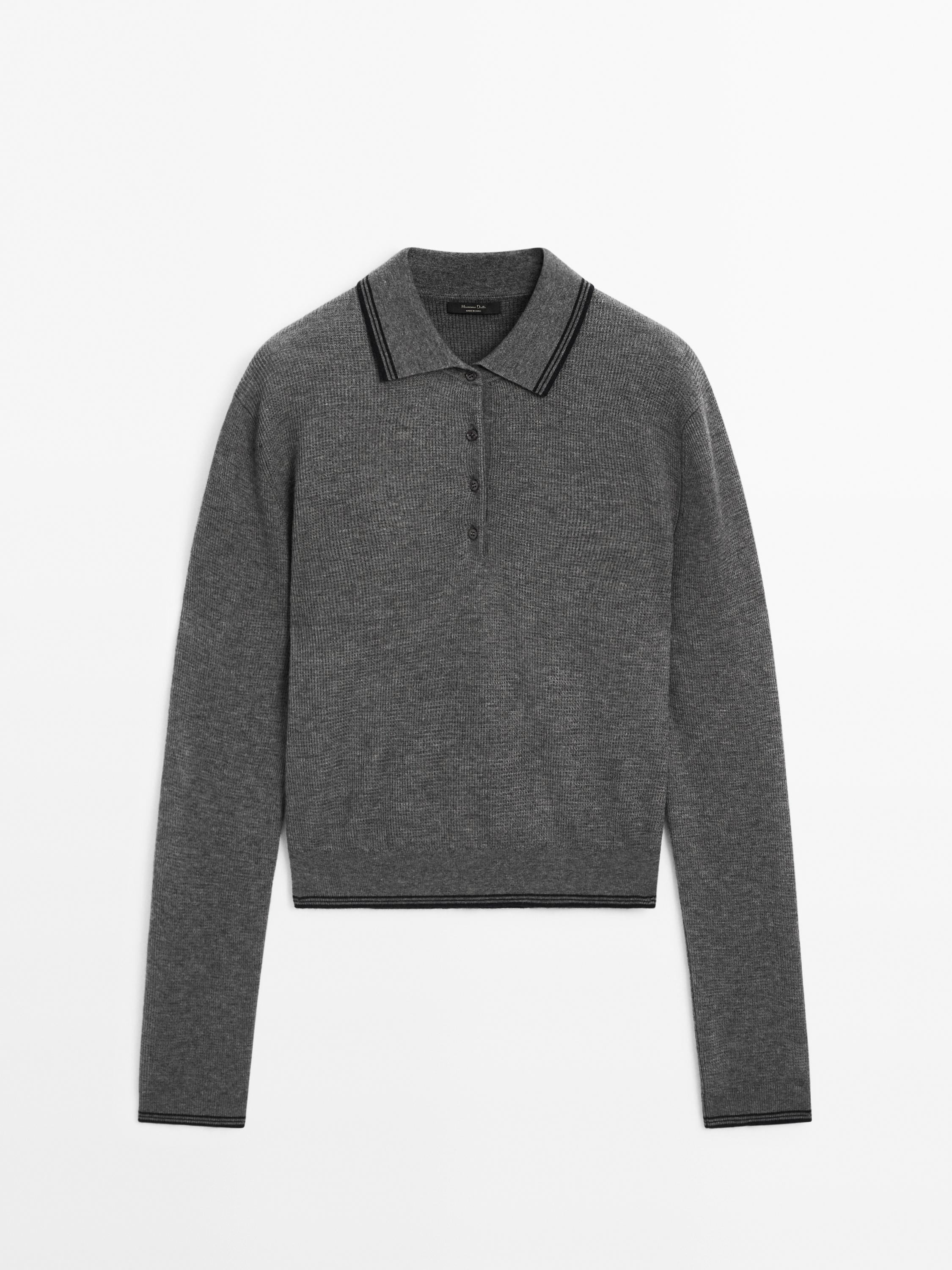 Pull en maille à col polo avec contrastes