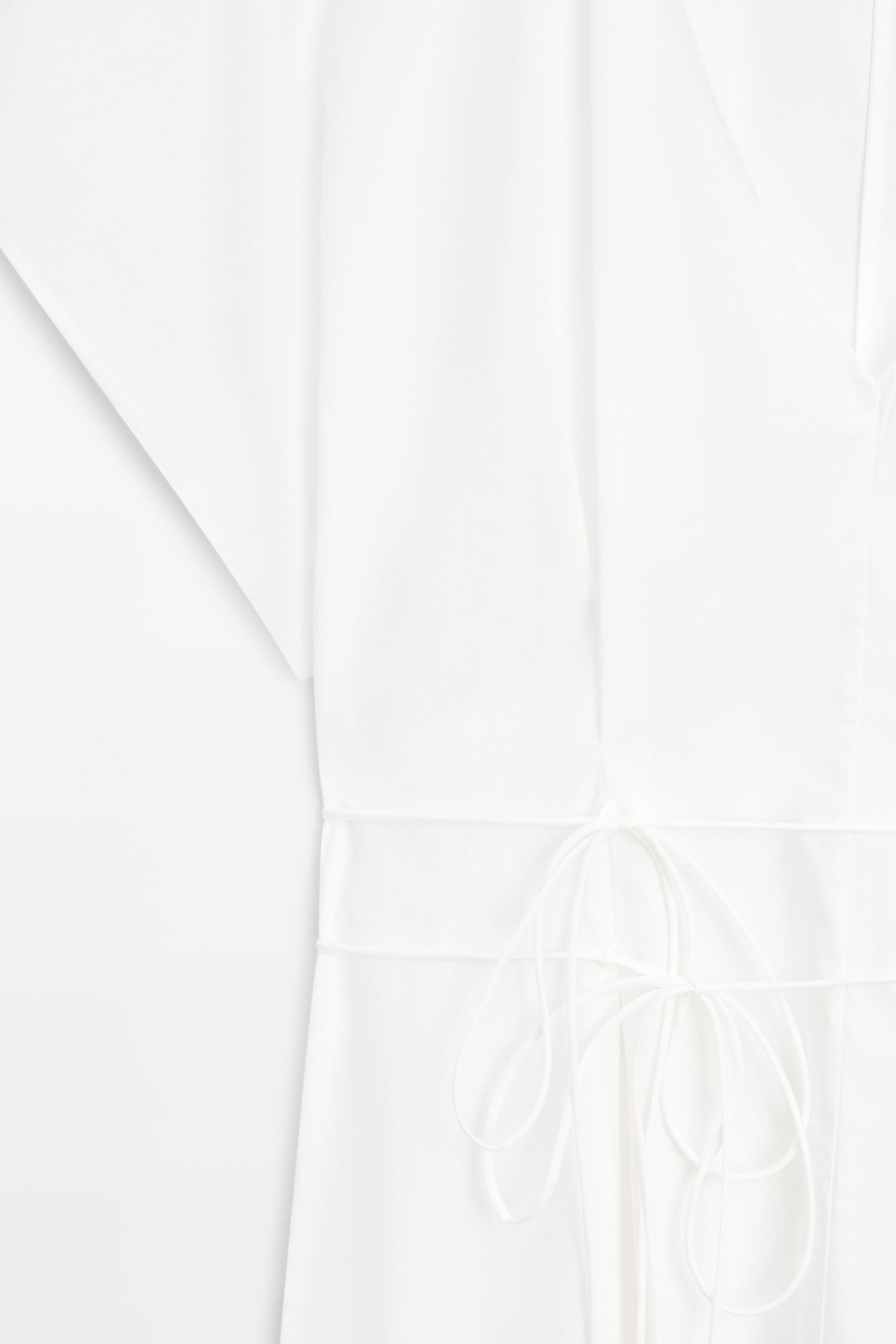 Poplin flounce midi dress — WHITE