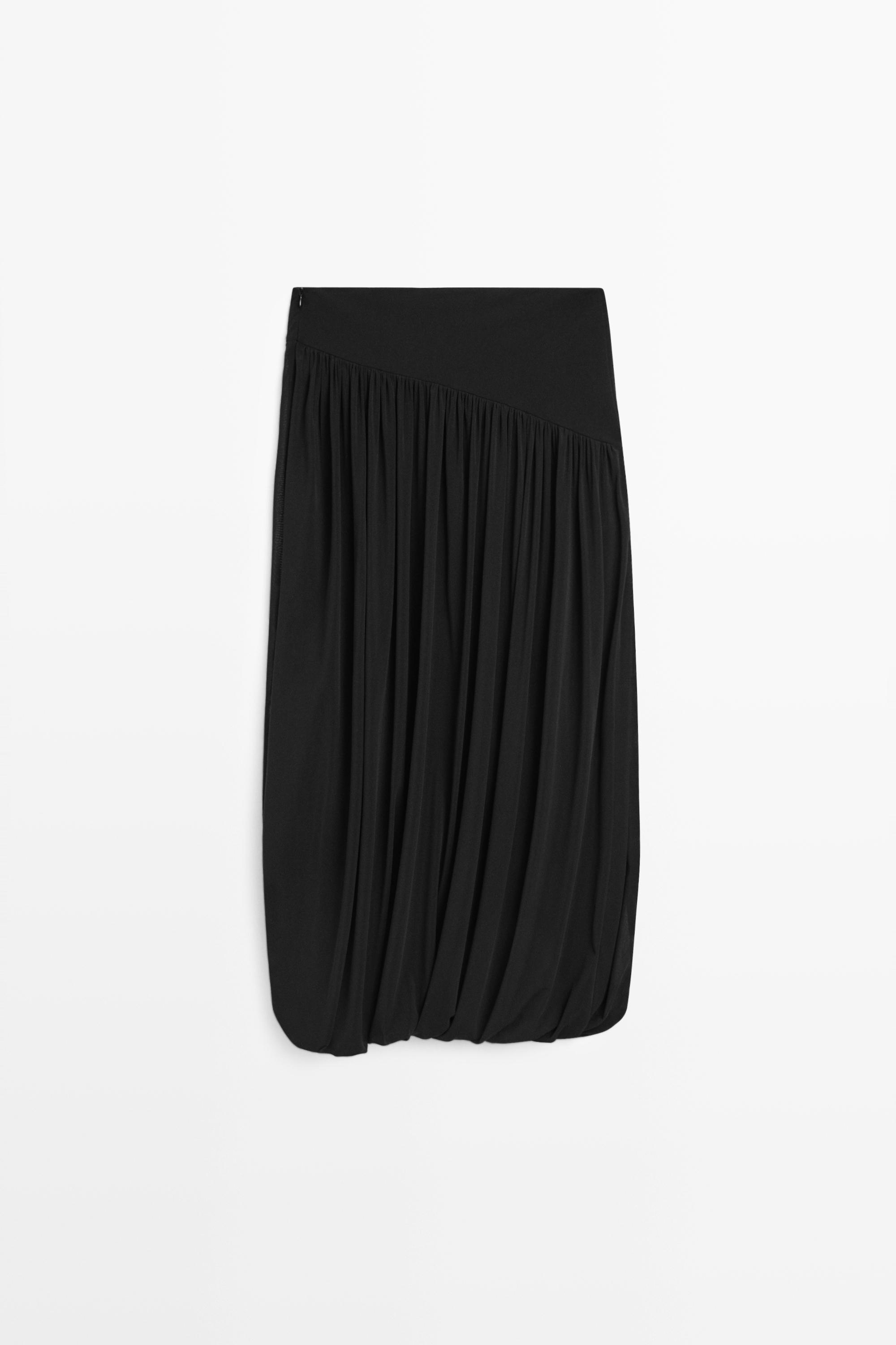 Balloon-effect flowing skirt — BLACK