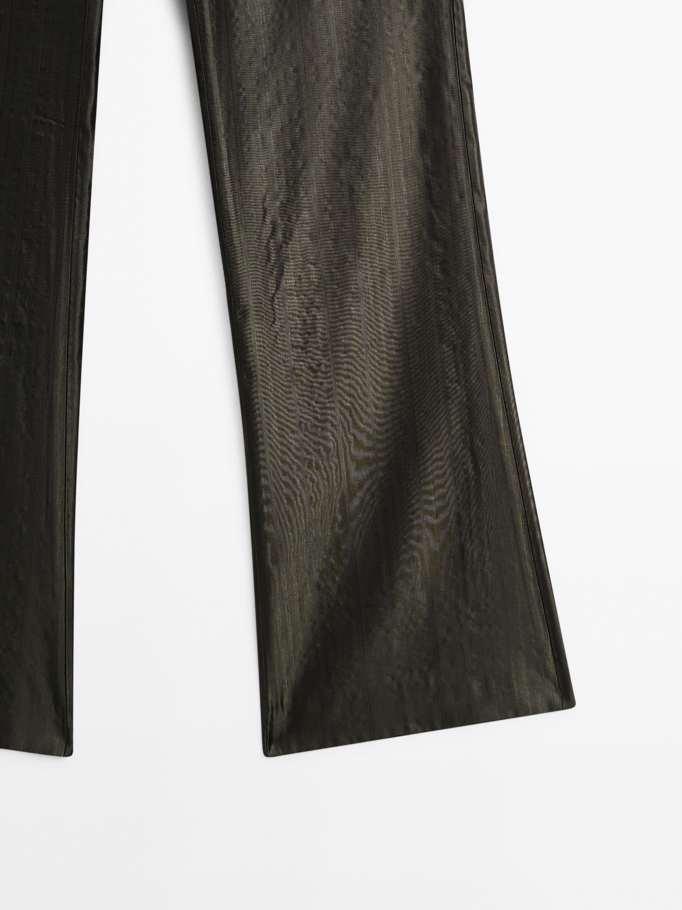 Mid-rise flared jacquard trousers