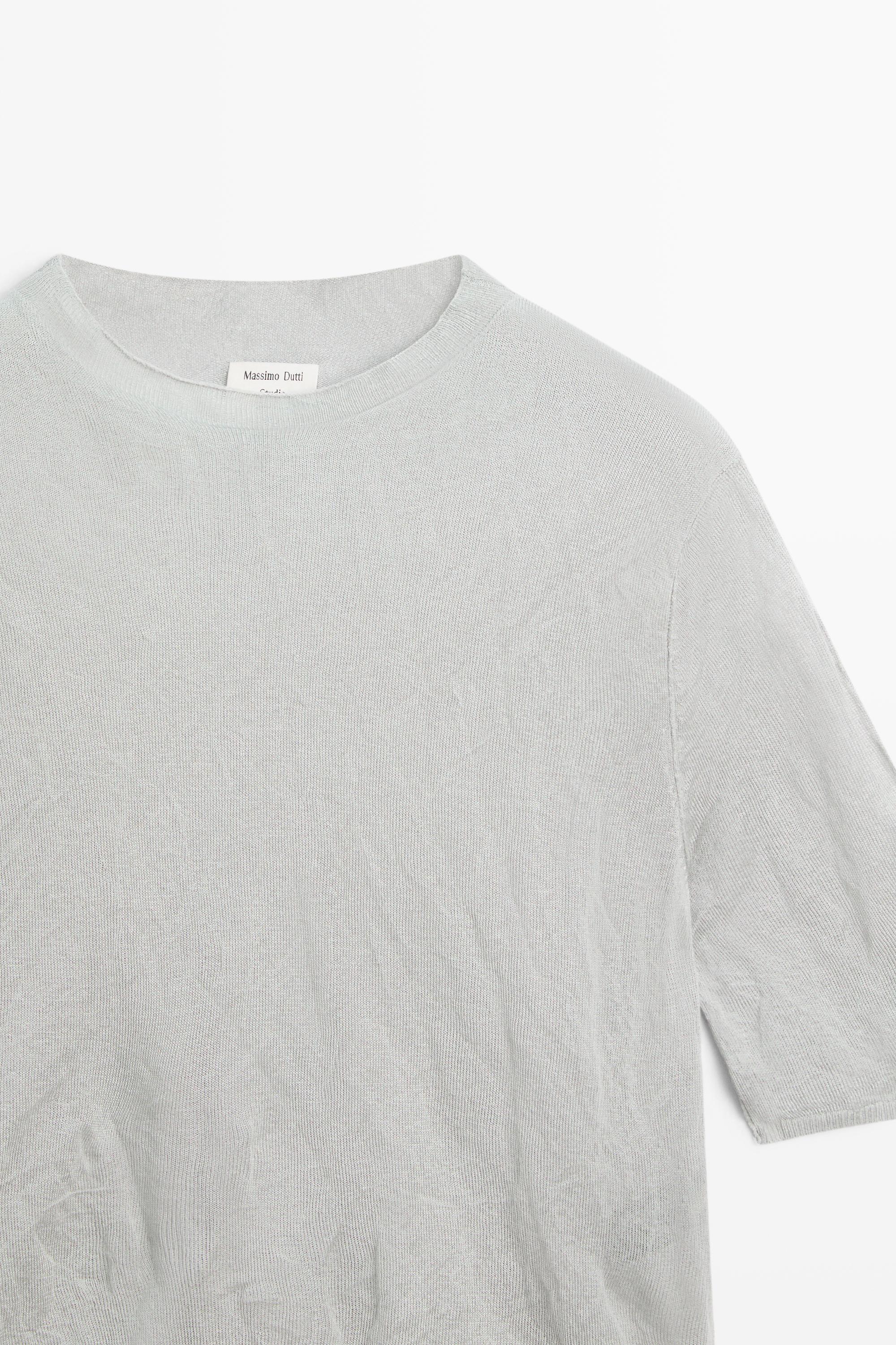 Short sleeve fine knit sweater - STUDIO — Silver