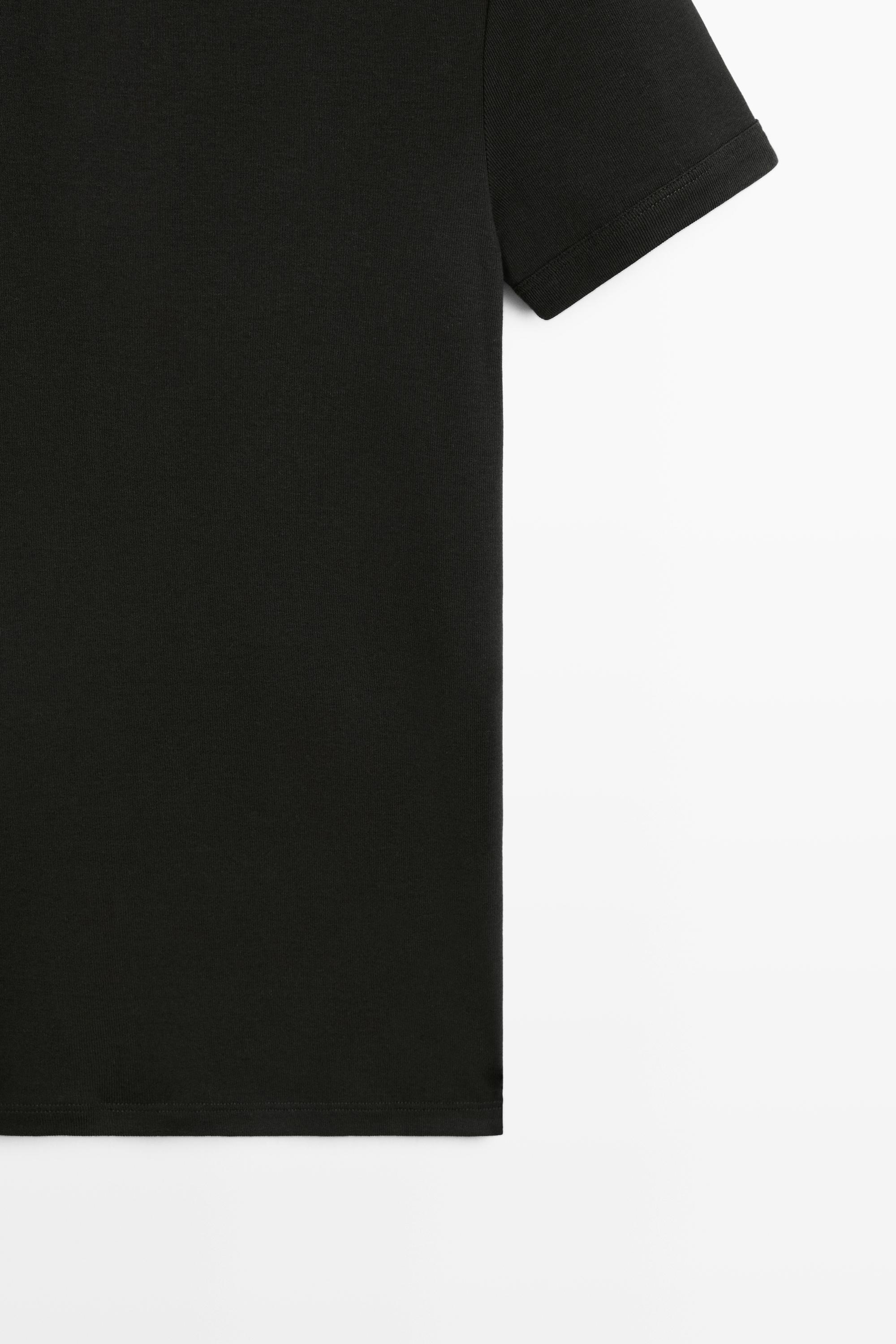 Ribbed short sleeve T-shirt — BLACK