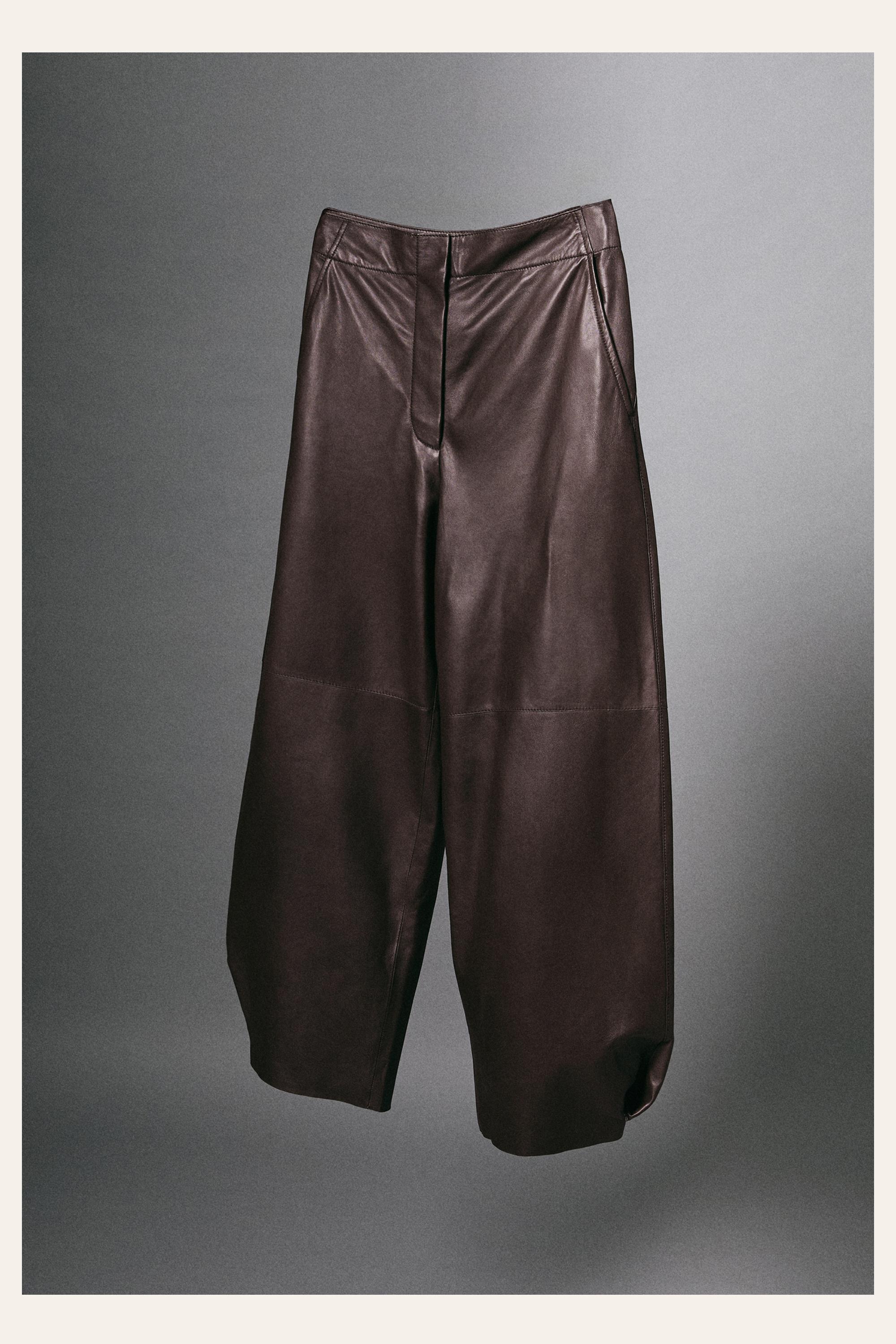 Leather barrel fit pants