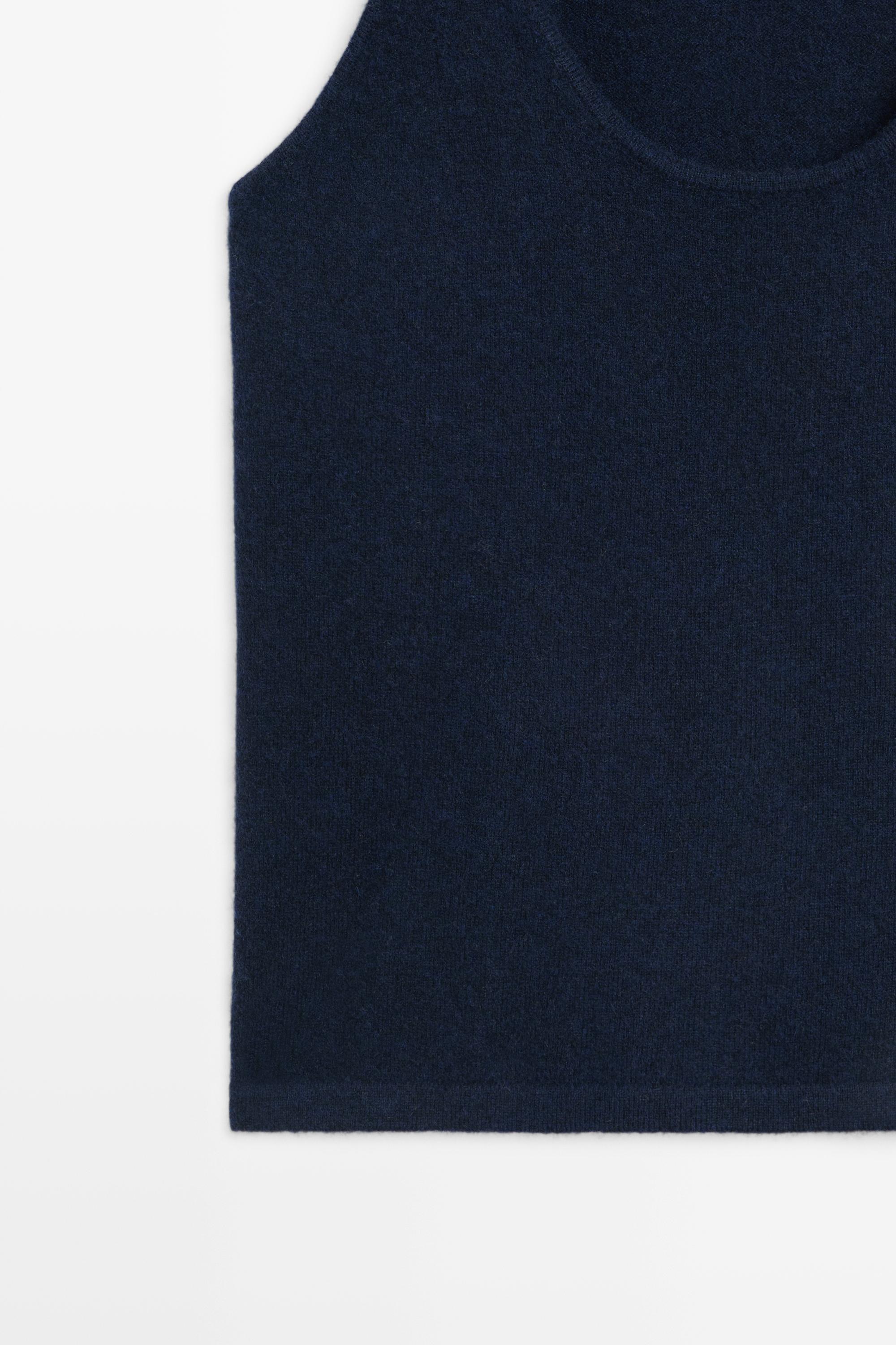 Wool blend knit round neck top — NAVY BLUE