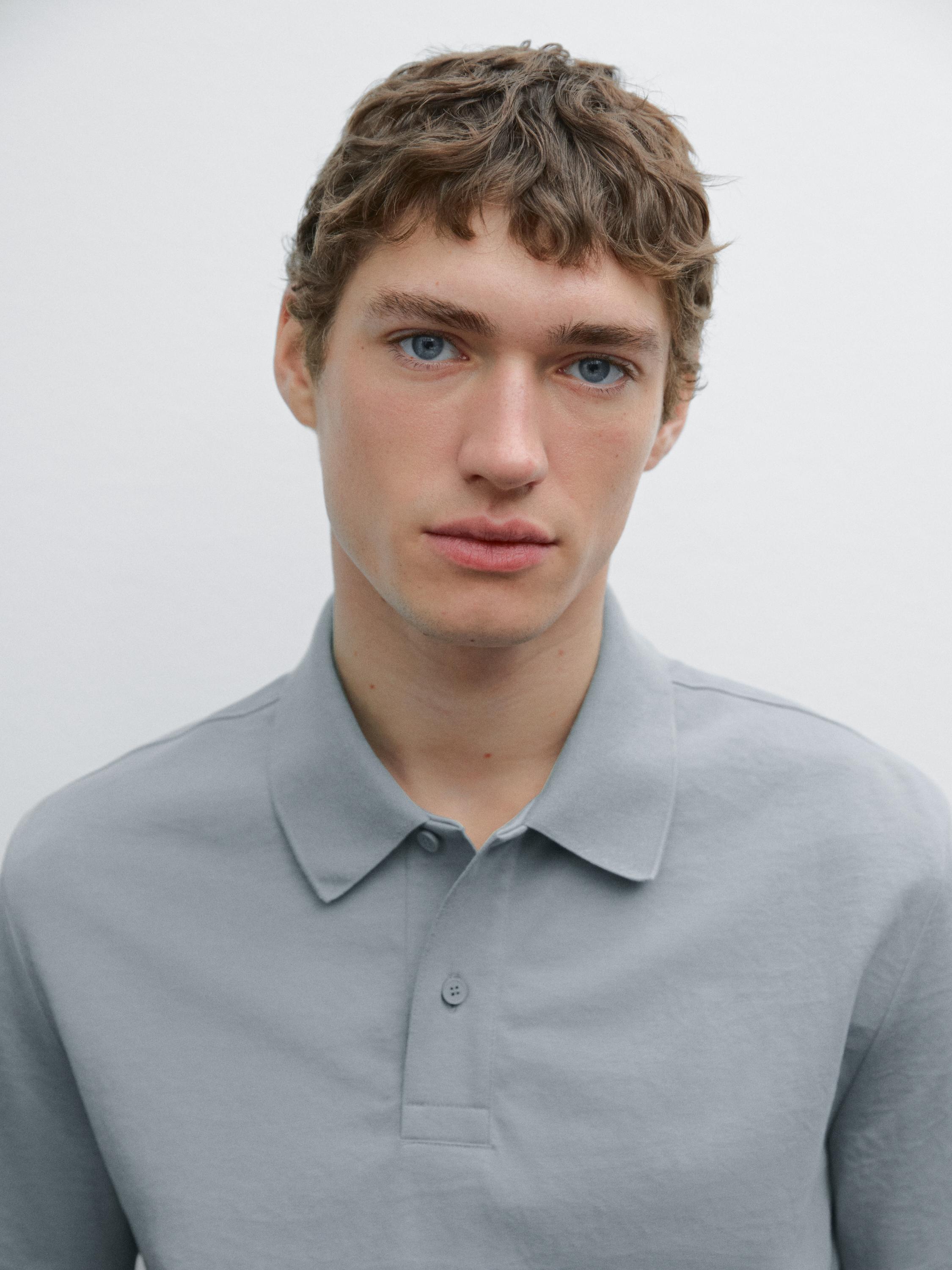 Cotton blend short sleeve polo shirt