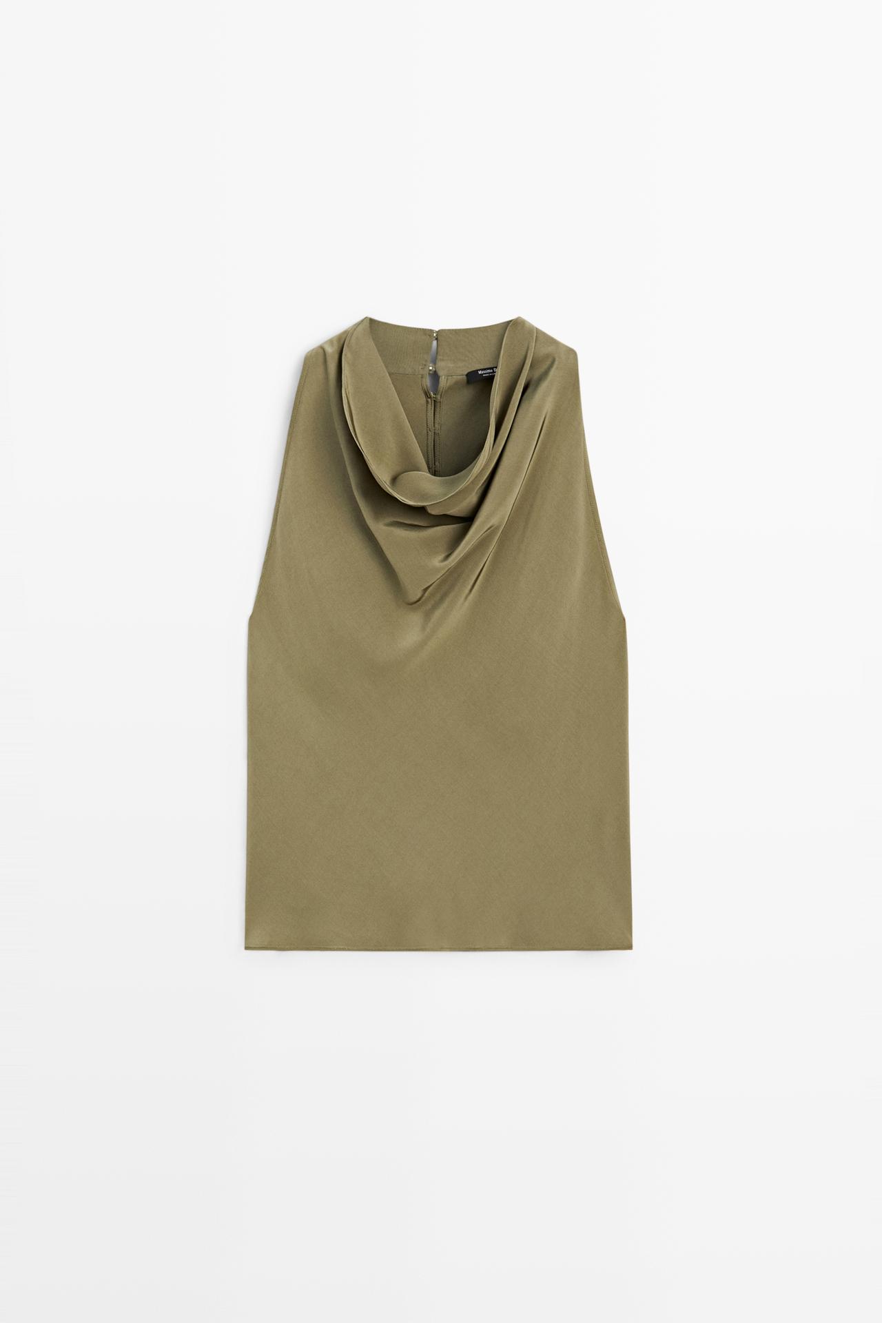 Draped halter top — GREEN