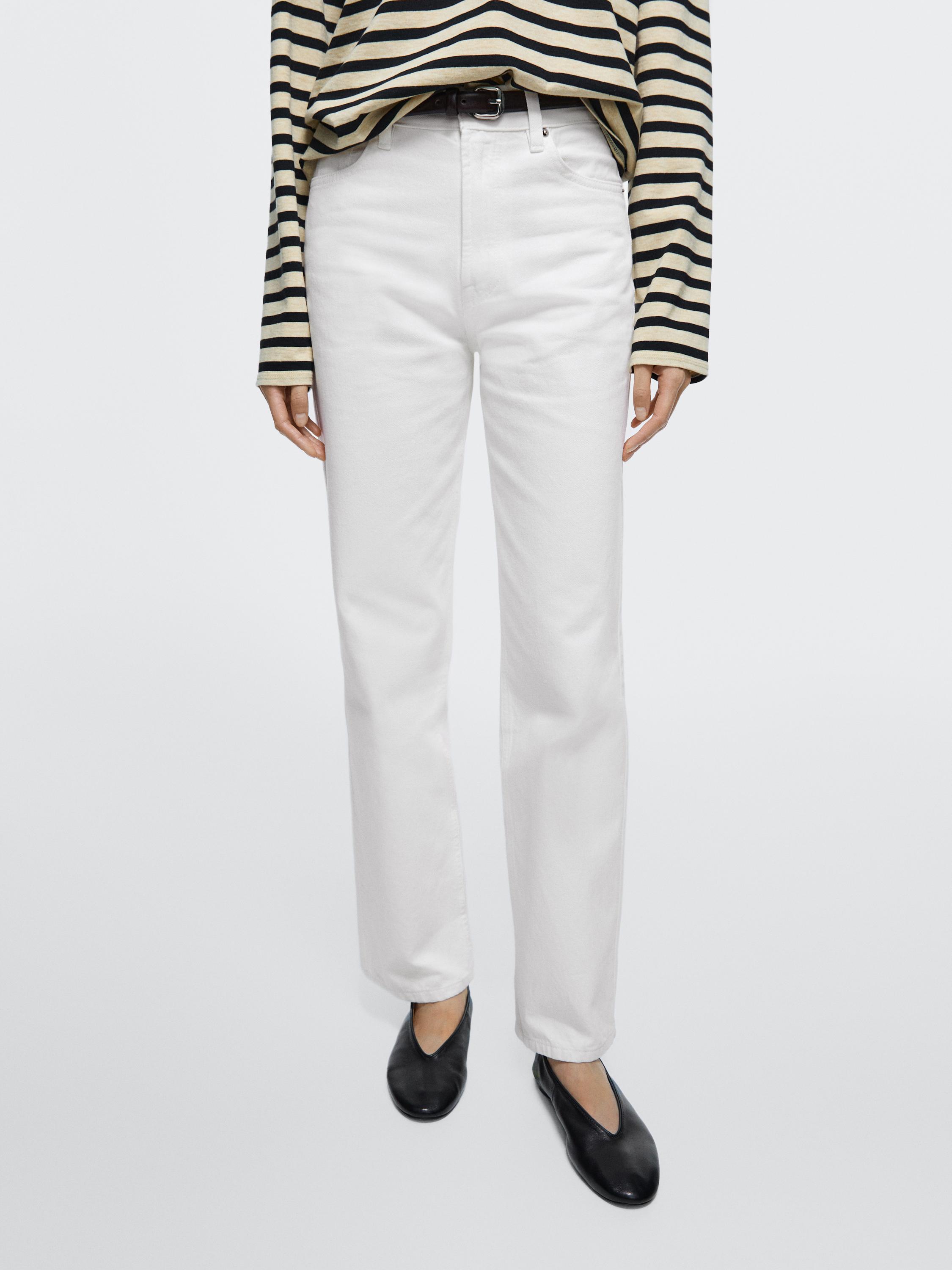 Straight-leg high-waist jeans — Off white