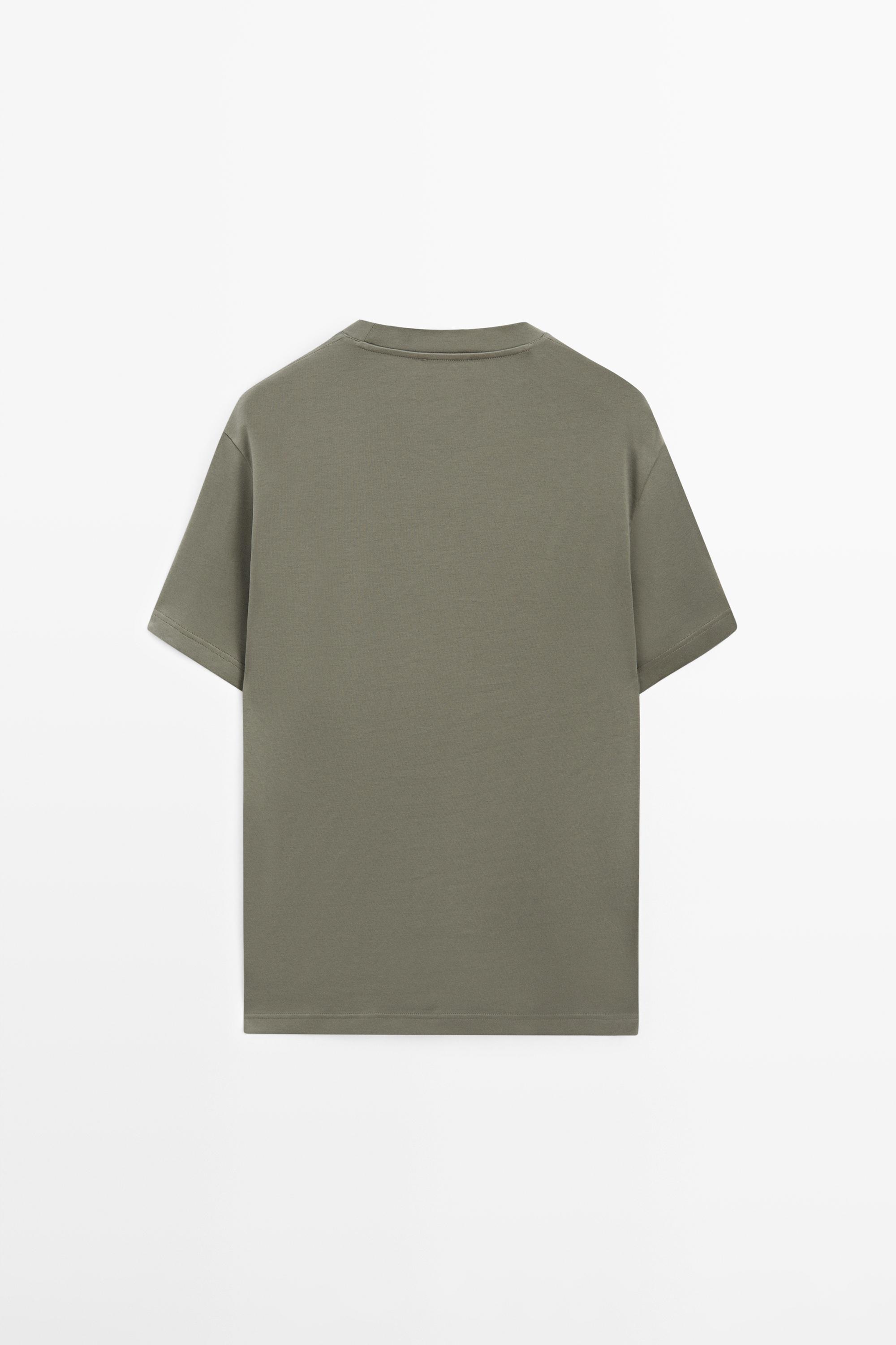 100% cotton short-sleeve T-shirt — PALE KHAKI